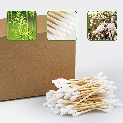 Anshri 500 Count Bamboo Cotton Swabs - 100% Natural Eco-Friendly Cotton Buds for Adults & Babies | Gentle Ear Cleaning, Makeup Application, First Aid & Crafting