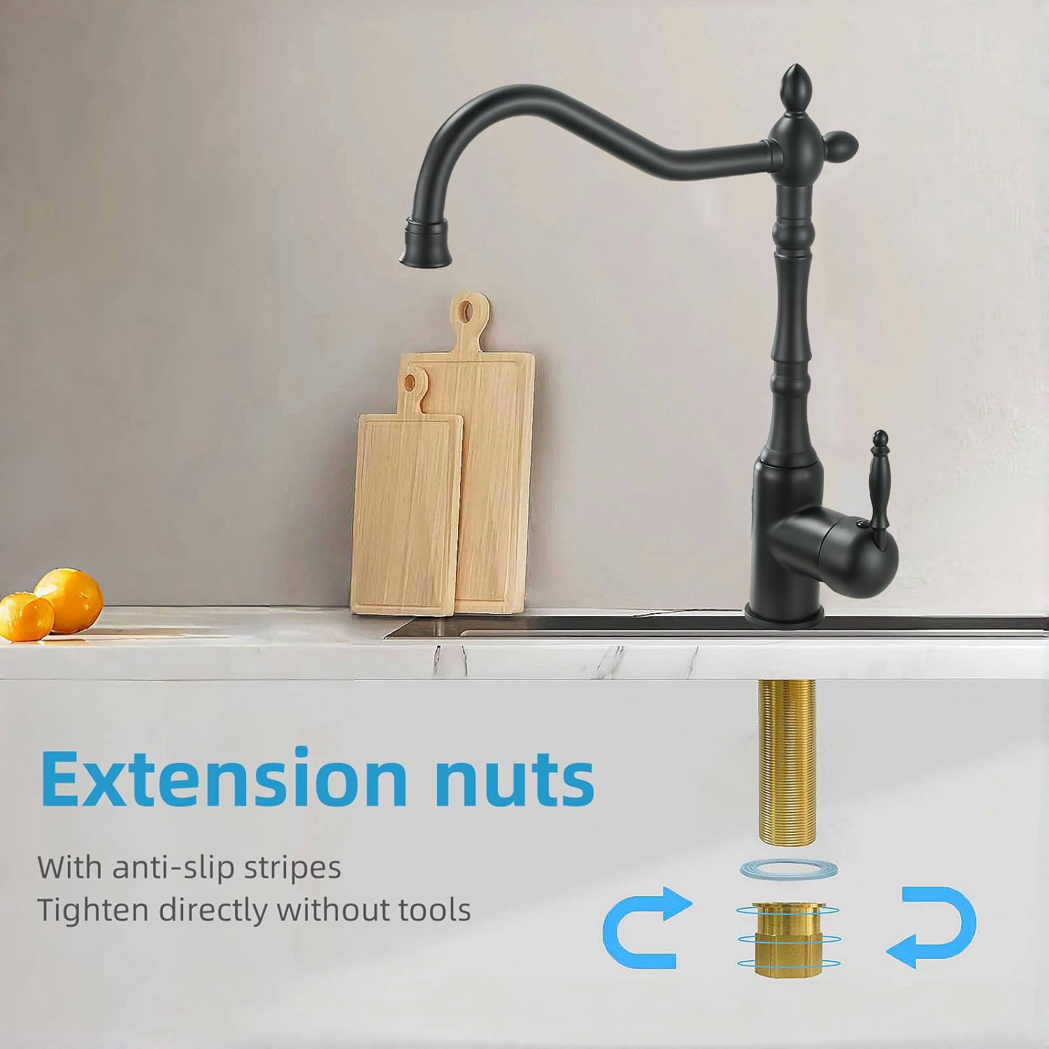 8 Inch Extra Long Shank Faucet Nuts - 20cm Tap Mounting Hardware for Kitchen, Bathroom Sink and Plumbing Fixtures Installation