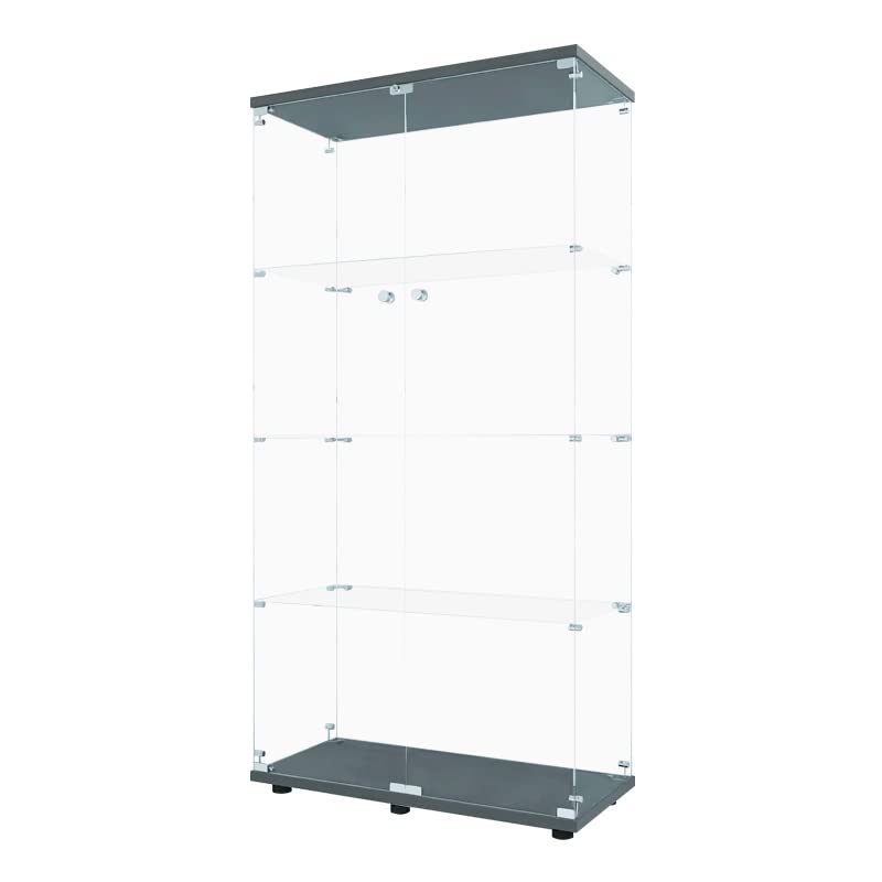 Yoluckea 5.4 Feet Tall Modern Glass Display Cabinet - Floor Standing Curio Cabinet with 4 Shelves & 2 Doors, Clear Glass Storage for Living Room, Bedroom, Study - Easy Assembly | Perfect for Showcasing Collectibles, Books & Home Decor