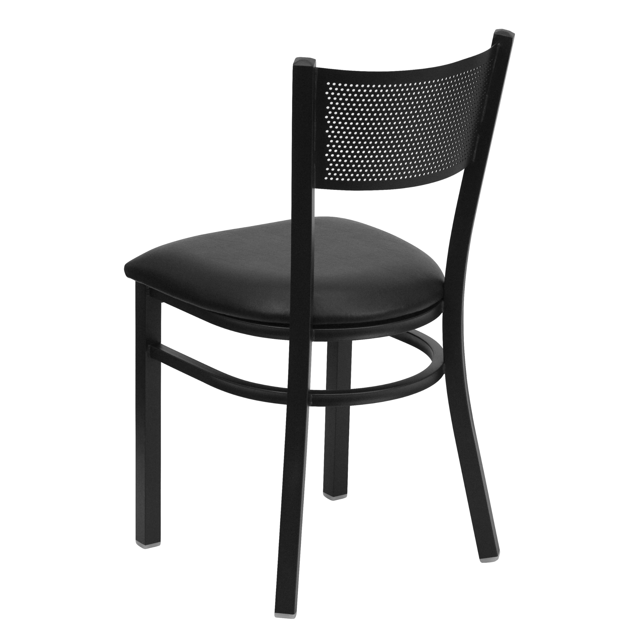 Flash Furniture HERCULES Series Black Grid Back Metal Restaurant Chair with Black Vinyl Seat - Heavy Duty Commercial Dining Chairs for Restaurants, Cafes, and Bars - Durable & Comfortable Seating Solution