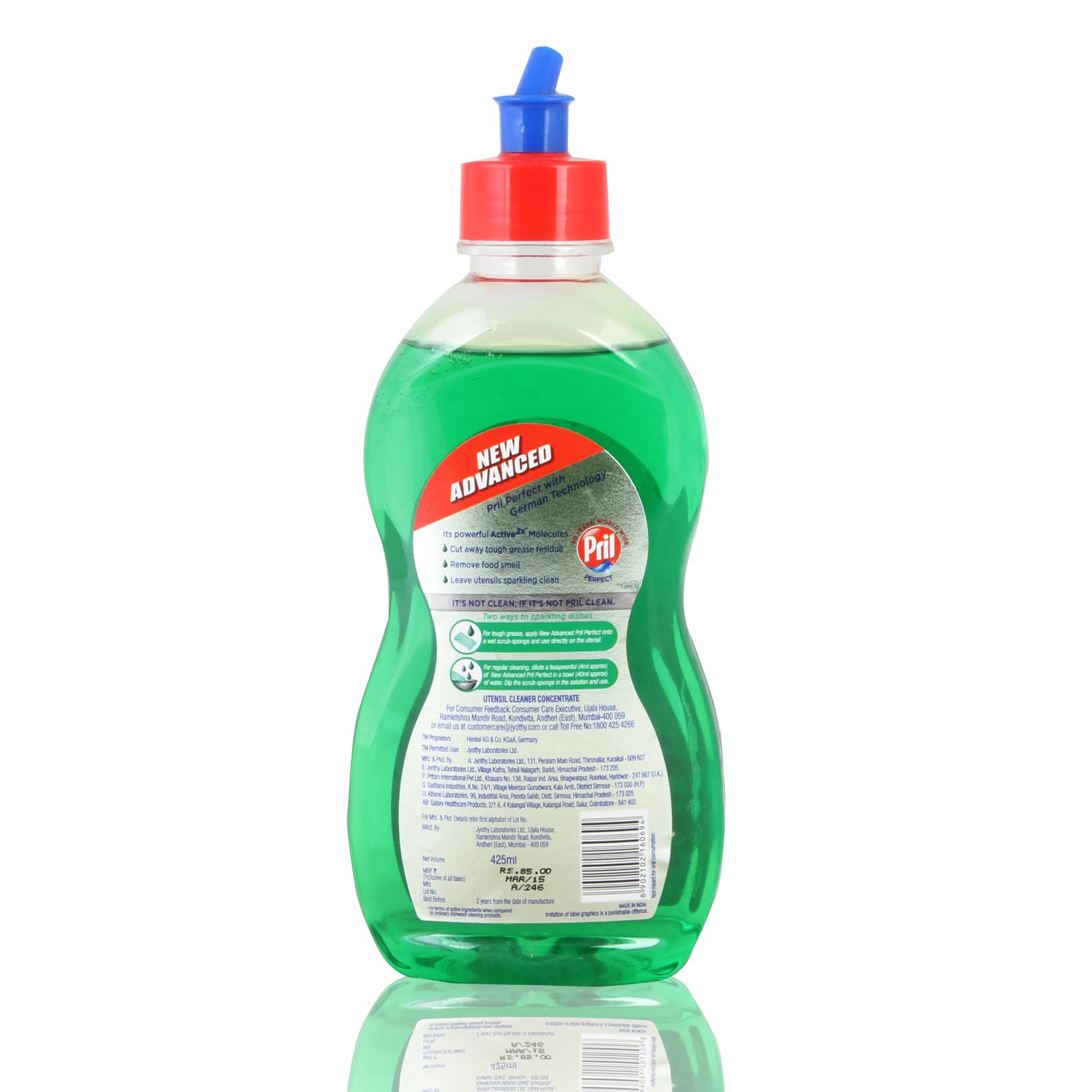 Pril Lime Dishwashing Liquid - 425ml Bottle | Effective for Hand Washing Dishes, Pots & Pans | Gentle on Skin | Citrus Fresh Scent for Kitchen Cleaning