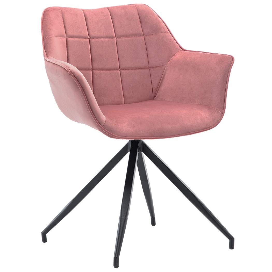 DUHOME Velvet Accent Chair - Modern Mid-Back Dining Armchair with Upholstered Contemporary Design in Pink (1 Piece) | Perfect for Living Room, Bedroom or Office Decor