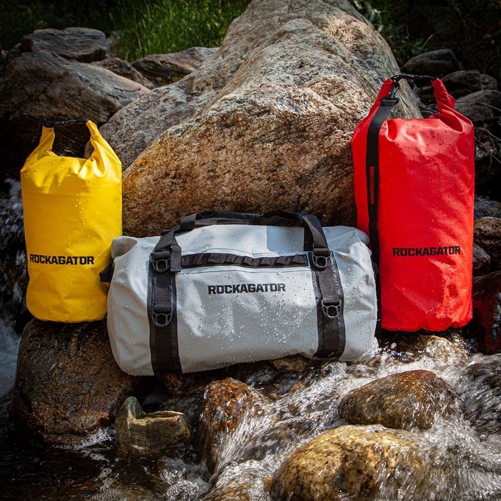 Rockagator Mammoth Series 60L Waterproof Duffle Bag - Heavy Duty Roll-Top Dry Bag for Travel, Camping, Hiking & Water Sports | All-Weather Gear for Outdoor Adventures (Grey/Black)