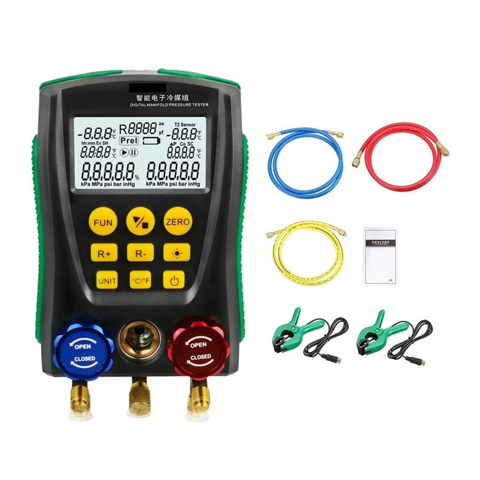 NHJYKJ Digital HVAC Multimeter - Professional Vacuum Pressure Gauge, Refrigeration Manifold Tester with Temperature Measurement for AC Repair & Maintenance | Perfect for HVAC Technicians & DIY Home Air Conditioning Service