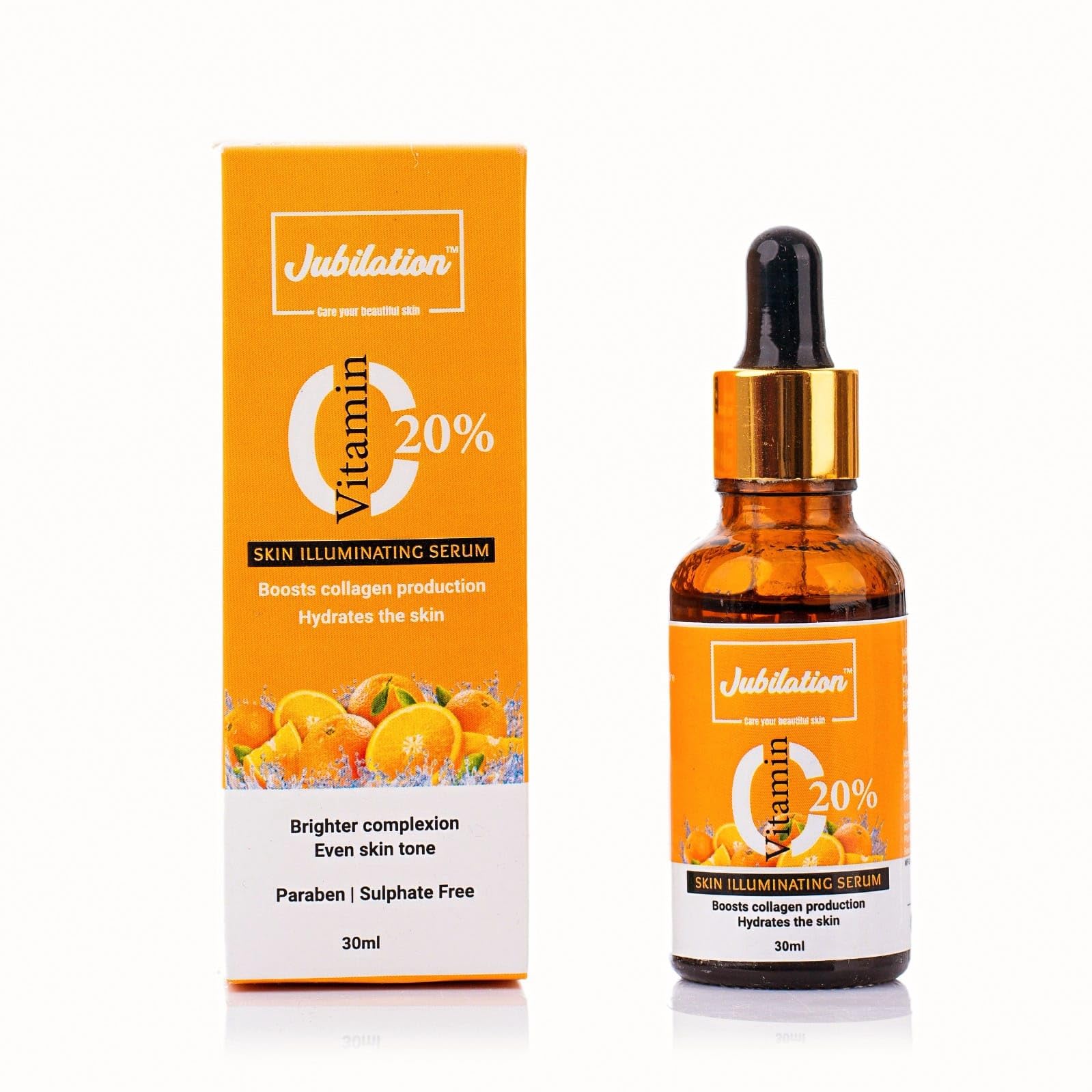 Jubilation 20% Vitamin C Face Serum for Glowing Skin - Dark Spot Corrector, Pigmentation & Acne Scar Treatment - Brightens Dull Skin & Sun Protection - Best Vitamin C Serum for Oily Skin - Suitable for Men & Women - 30ml - Perfect for Daily Skincare Routine & Anti-Aging Care
