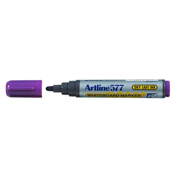 Artline 577 Whiteboard Markers - 3mm Bullet Tip, Purple (Pack of 12) - Ideal for Classroom, Office & Home Whiteboard Presentations