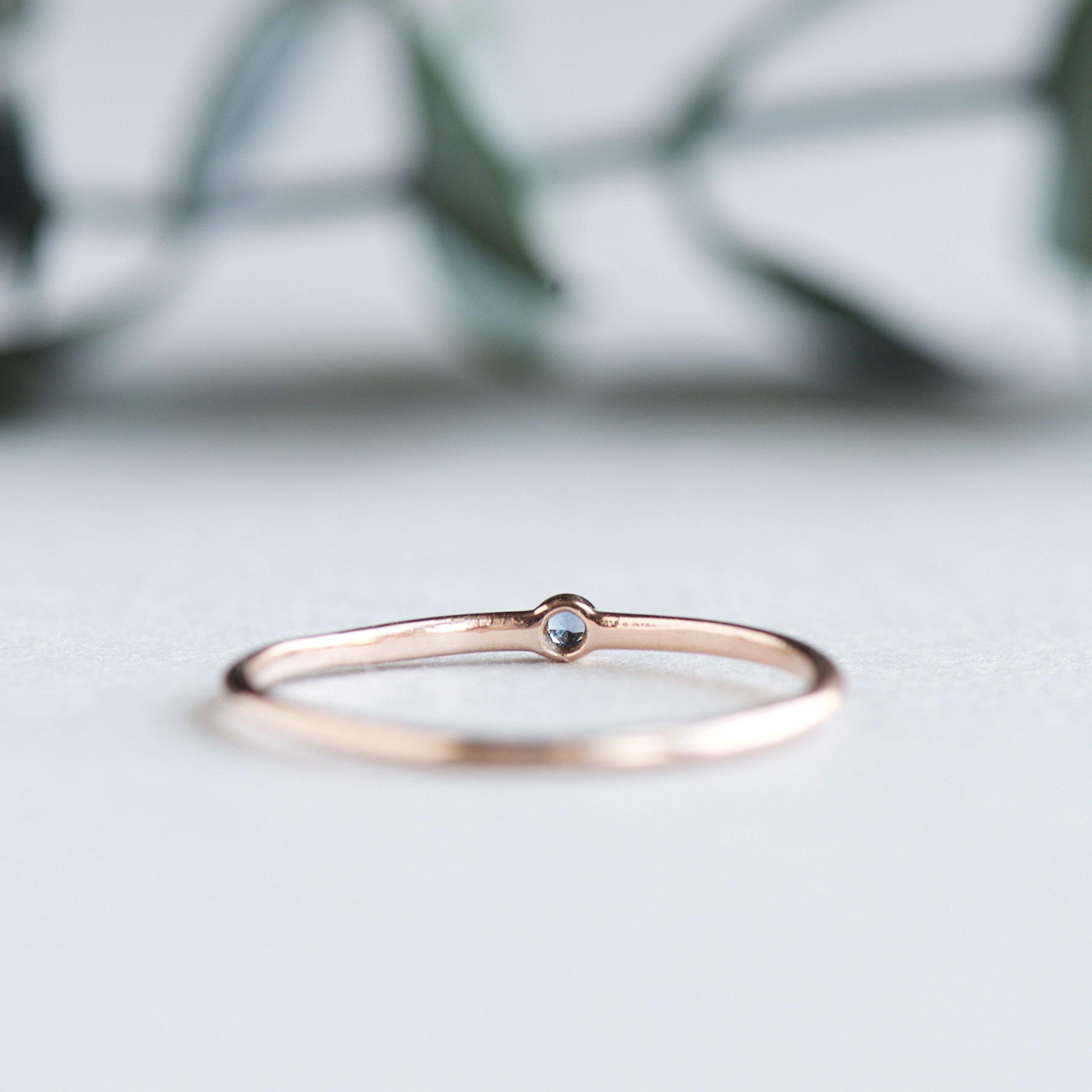 10K Rose Gold Sapphire Ring - September Birthstone Jewelry, Dainty Thin Stacking Ring for Women (HRG001) | Perfect for Everyday Wear, Gift Giving & Special Occasions