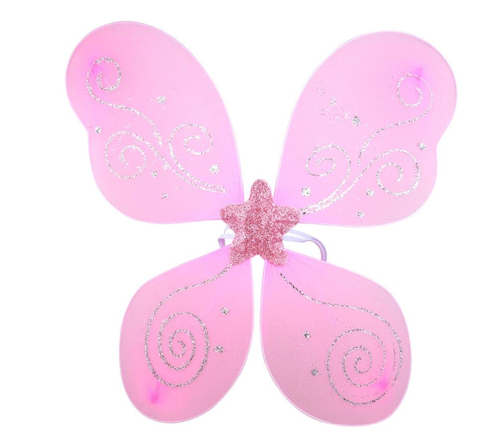 Sparkling Fairy Butterfly Wings for Girls - Pink Dress Up Costume Accessories for Pretend Play & Halloween - One Size Fits Ages 3-10 - Perfect for Birthday Parties, Photo Shoots & Fantasy Role Play