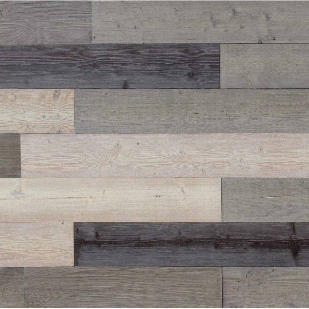 Reclaimed Wood Wall Panels - DIY Peel and Stick 3D Rectangular Brown Wood Planks for Wall Decor (10 Panels/16sqft) - Perfect for Accent Walls, Home Renovation, and Farmhouse Style Interior Design