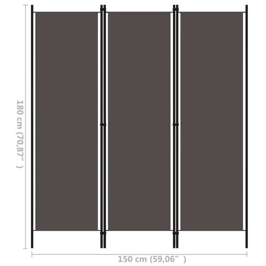 CHARMMA 3-Panel Room Divider Screen - Anthracite Grey - 59.1