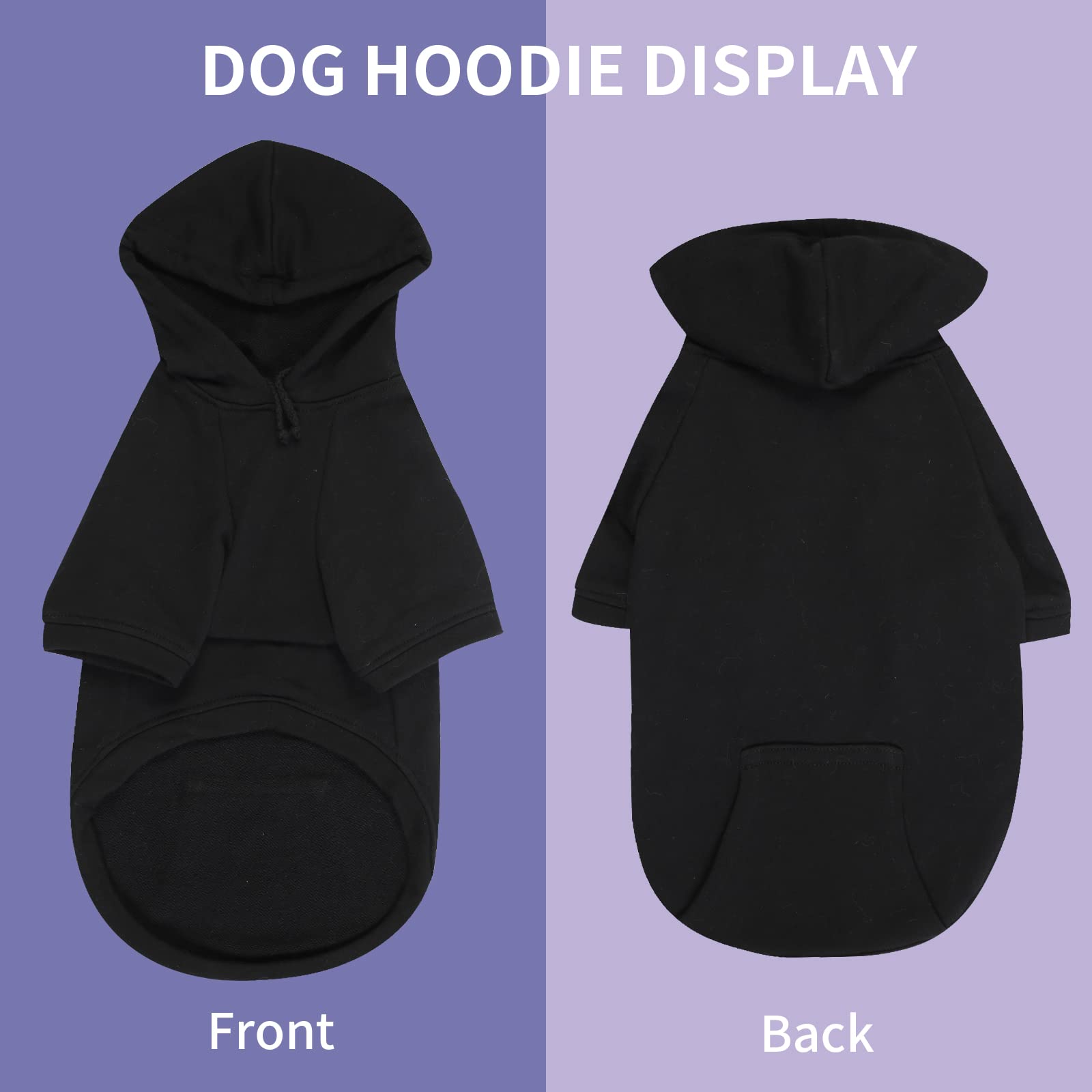 Dog Hoodies for Small Dogs - Cozy Pet Sweatshirt with Hood & Pockets, Black Dog Clothes for Winter - Perfect for Outdoor Walks & Cold Weather