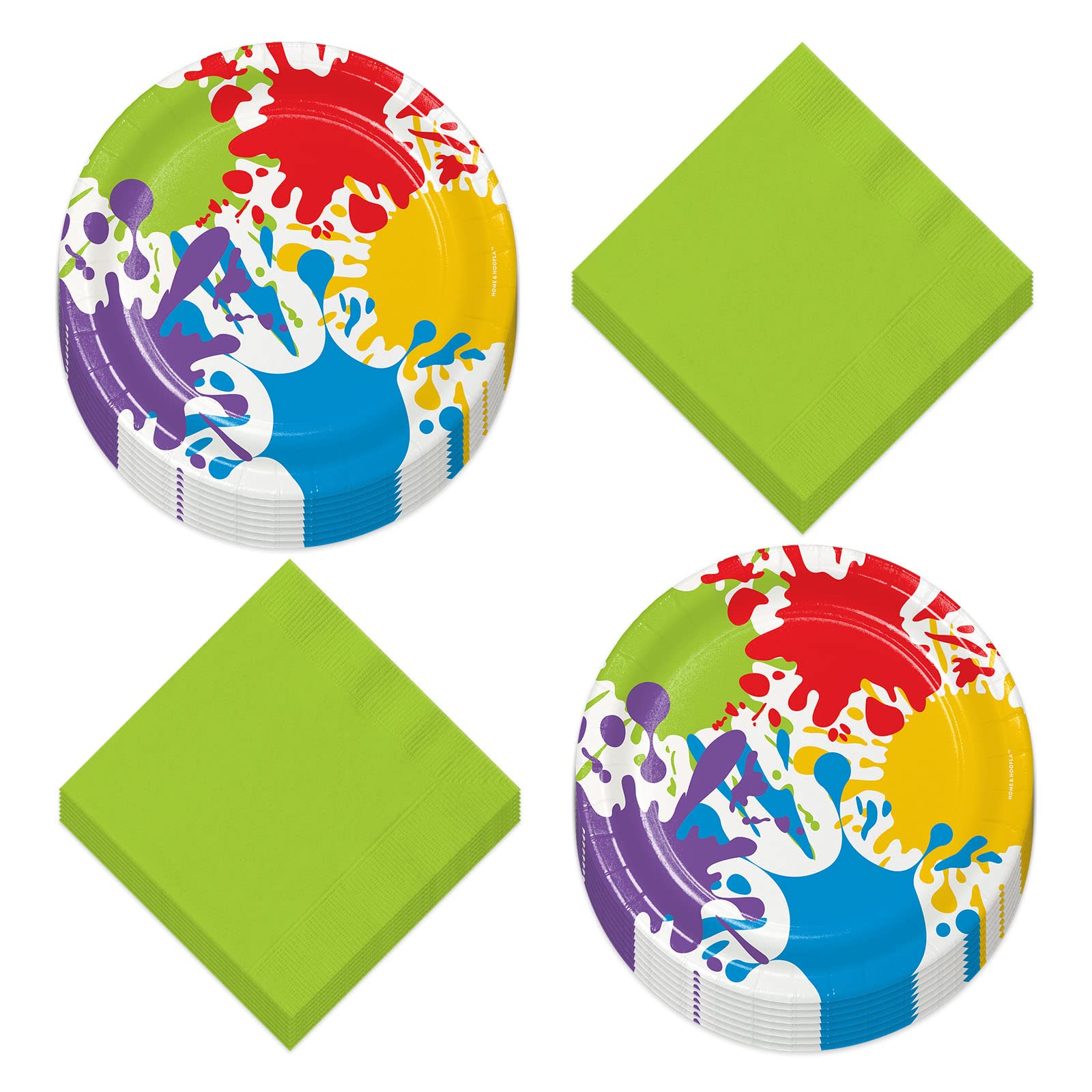 Colorful Artist Paint Splatter Paper Dessert Plates & Beverage Napkins - 16-Piece Art Party Supplies Set for Birthday, Baby Shower & Creative Celebrations