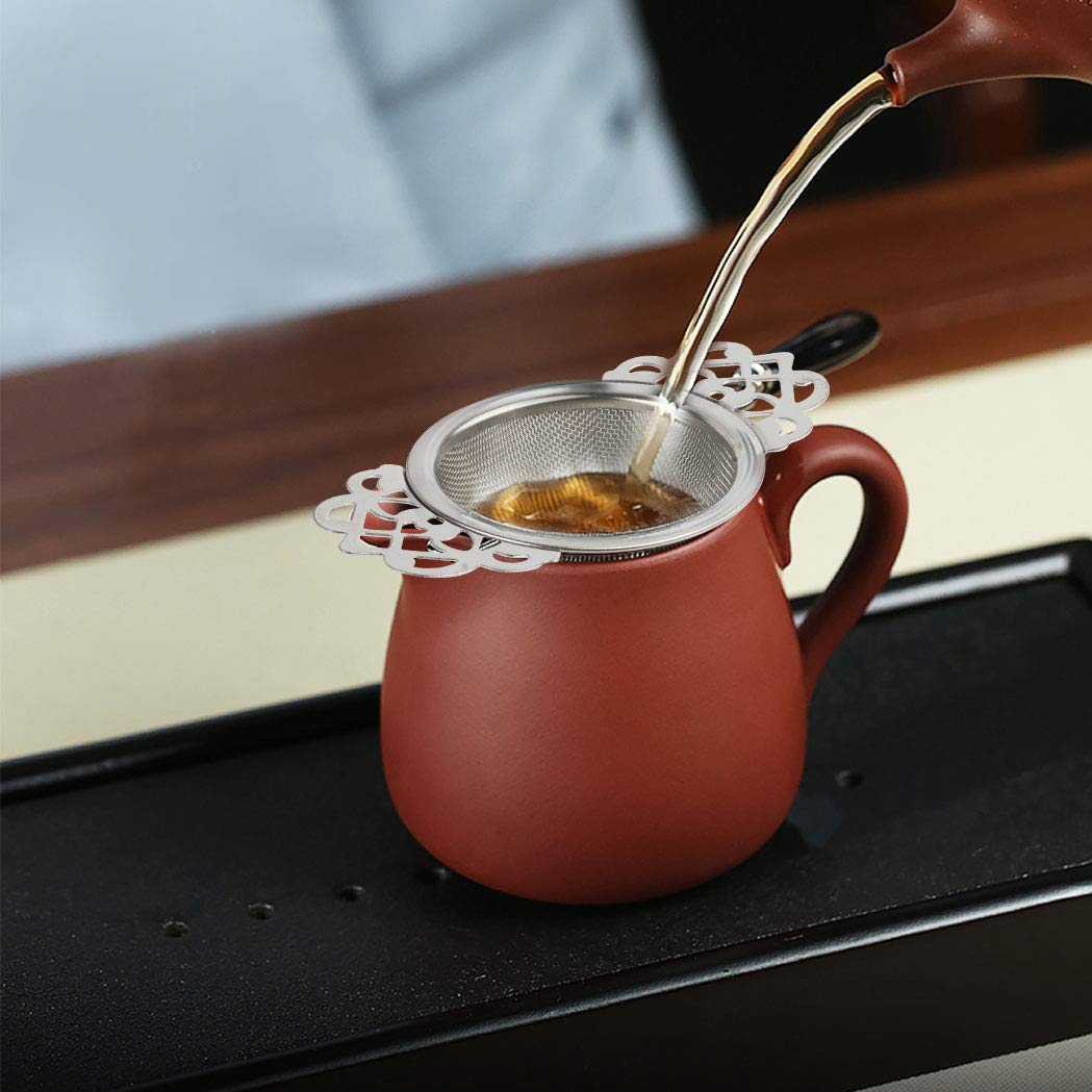 Picowe 4 Pack Stainless Steel Fine Mesh Tea Strainer Bowl - Perfect for Loose Leaf Tea in 2.5-4 Inch Cups | Ideal for Home, Office & Tea Ceremonies