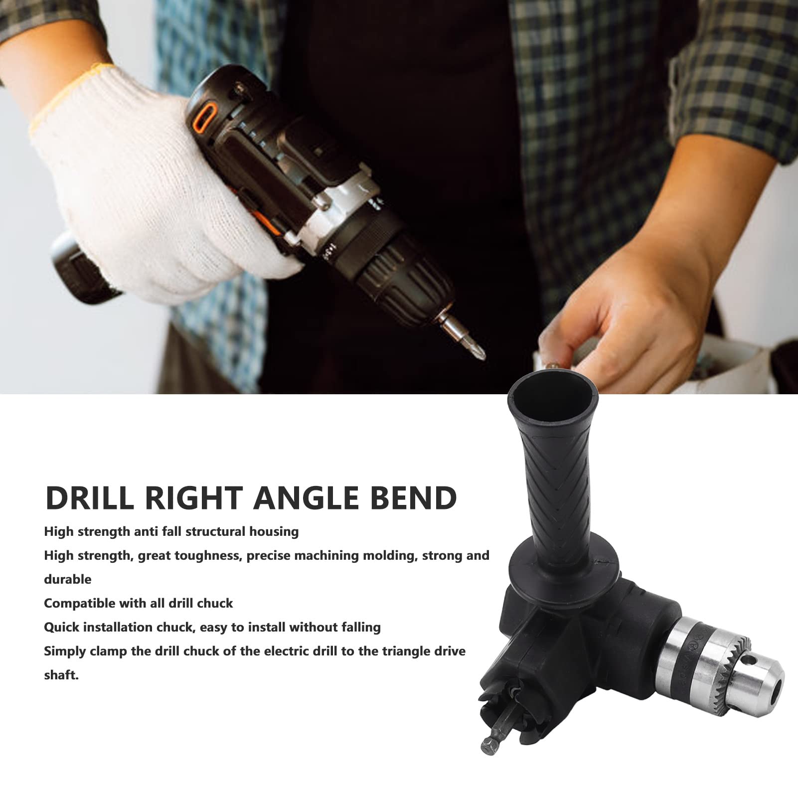 90 Degree Right Angle Drill Adapter - Professional Cordless Drill Attachment with Bend Extension for Tight Spaces | Perfect for Plumbing, Electrical Work & DIY Projects