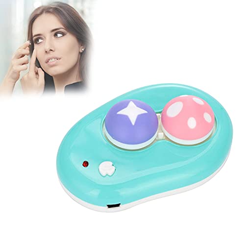 Portable USB Electric Contact Lens Cleaner - Automatic Contact Lens Washer & Storage Case with Cute Mushroom Design (Green) | Perfect for Travel, Home & Daily Lens Care
