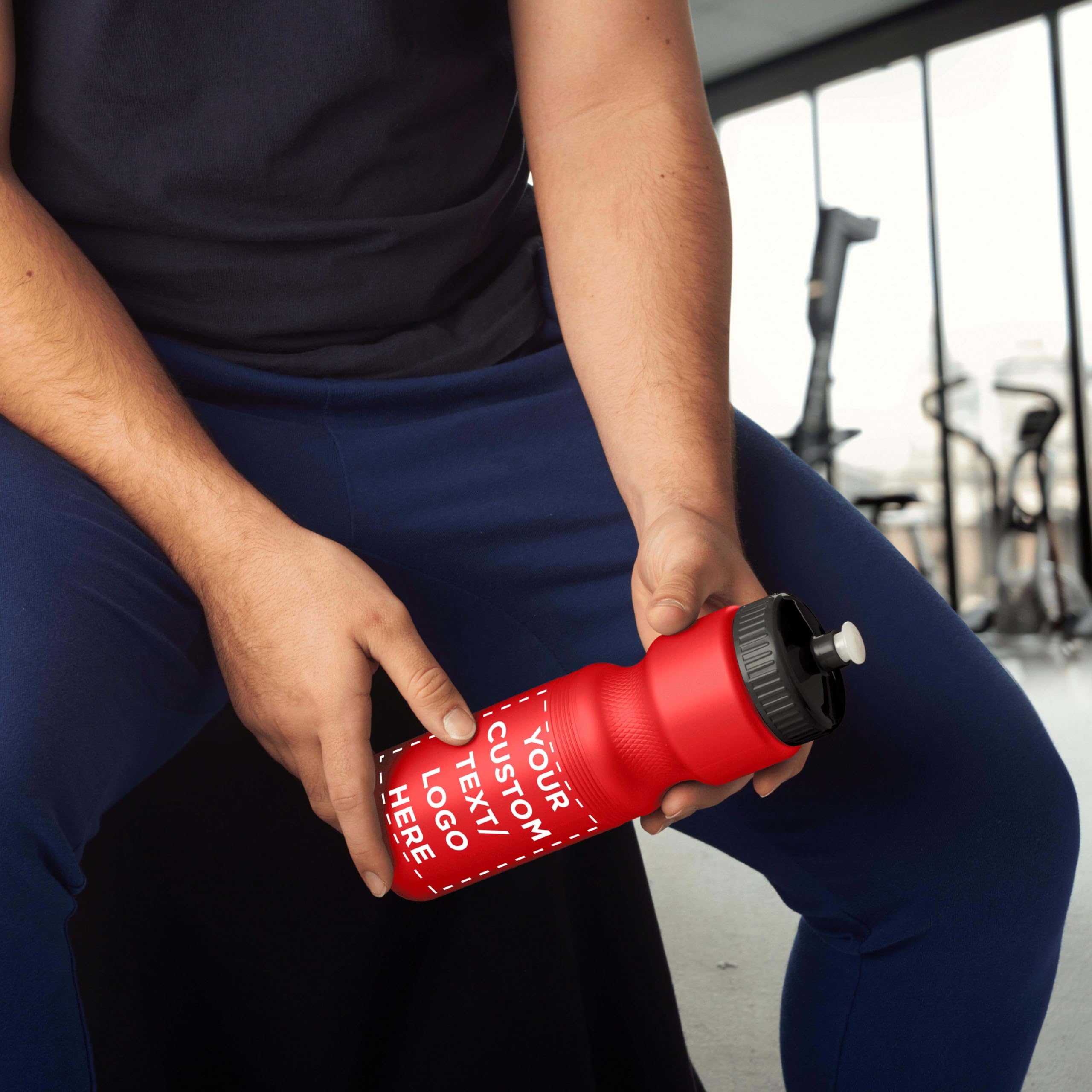 28 oz Custom Push Cap Plastic Water Bottles Bulk Pack of 50 - Personalized Reusable Water Bottles for Gym, Hiking, Camping & Outdoor Sports - Ideal for Team Events, Corporate Gifts & Promotional Giveaways - Red