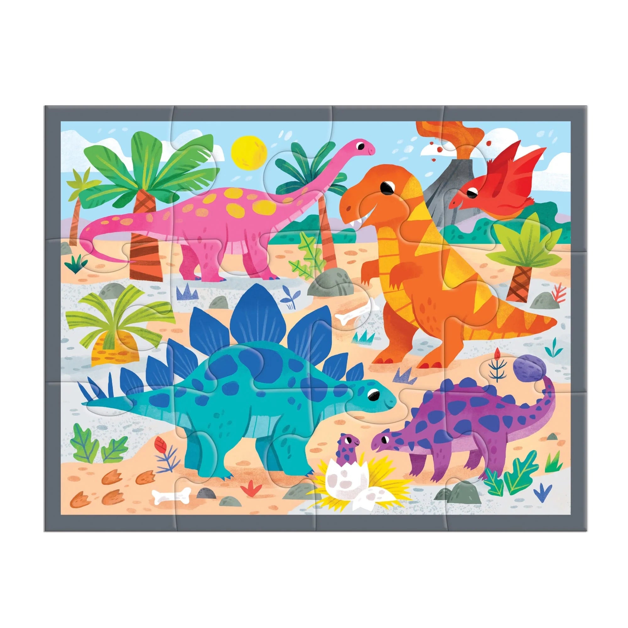 Mighty Dinosaurs 12 Piece Pouch Puzzle - Educational Dinosaur Toys for Kids Ages 3-5 | Perfect for Travel, Preschool Learning & Birthday Gifts