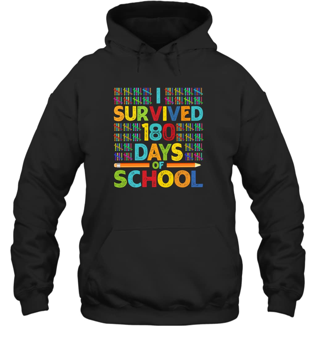 I Survived 180 Days of School - Last Day of School Teacher T-Shirt - Funny Educator Gift for End of Year Celebrations & Teacher Appreciation