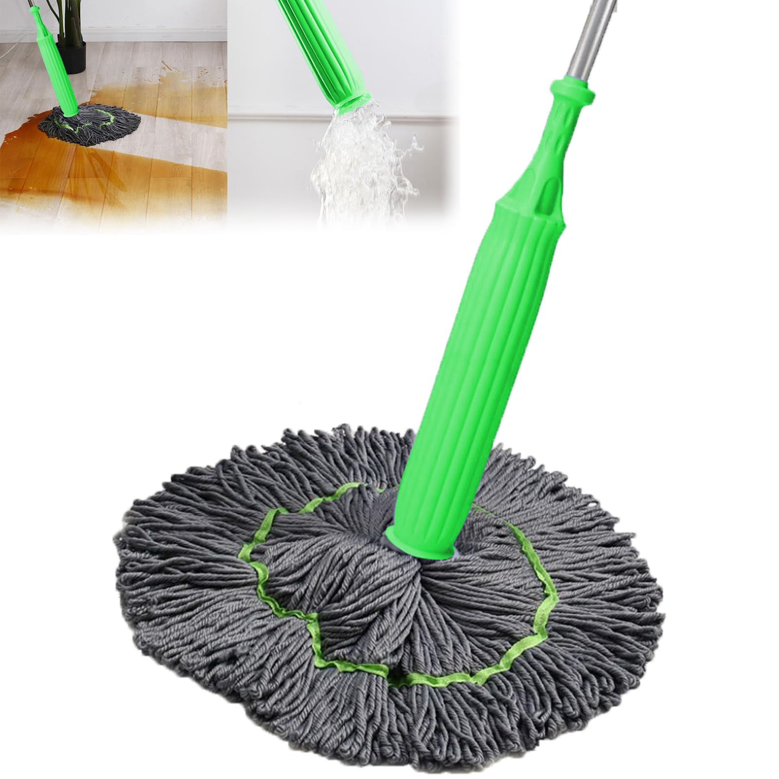 2 in 1 Self-Wringing Spin Mop - 360° Rotating Microfiber Floor Mop for Wet & Dry Cleaning | Quick-Drying, Lightweight & Absorbent | Perfect for Bathroom, Kitchen, Tile & Hardwood Floors