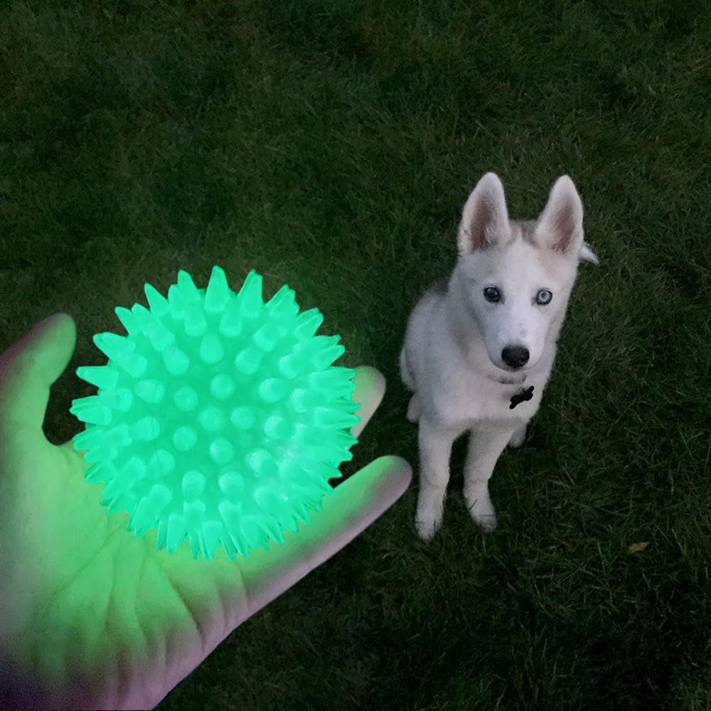 Glow in the Dark Dog Ball Toy - 3 Pack Medium Size for Nighttime Fetch & Outdoor Play | High Visibility Pet Toy for Dogs