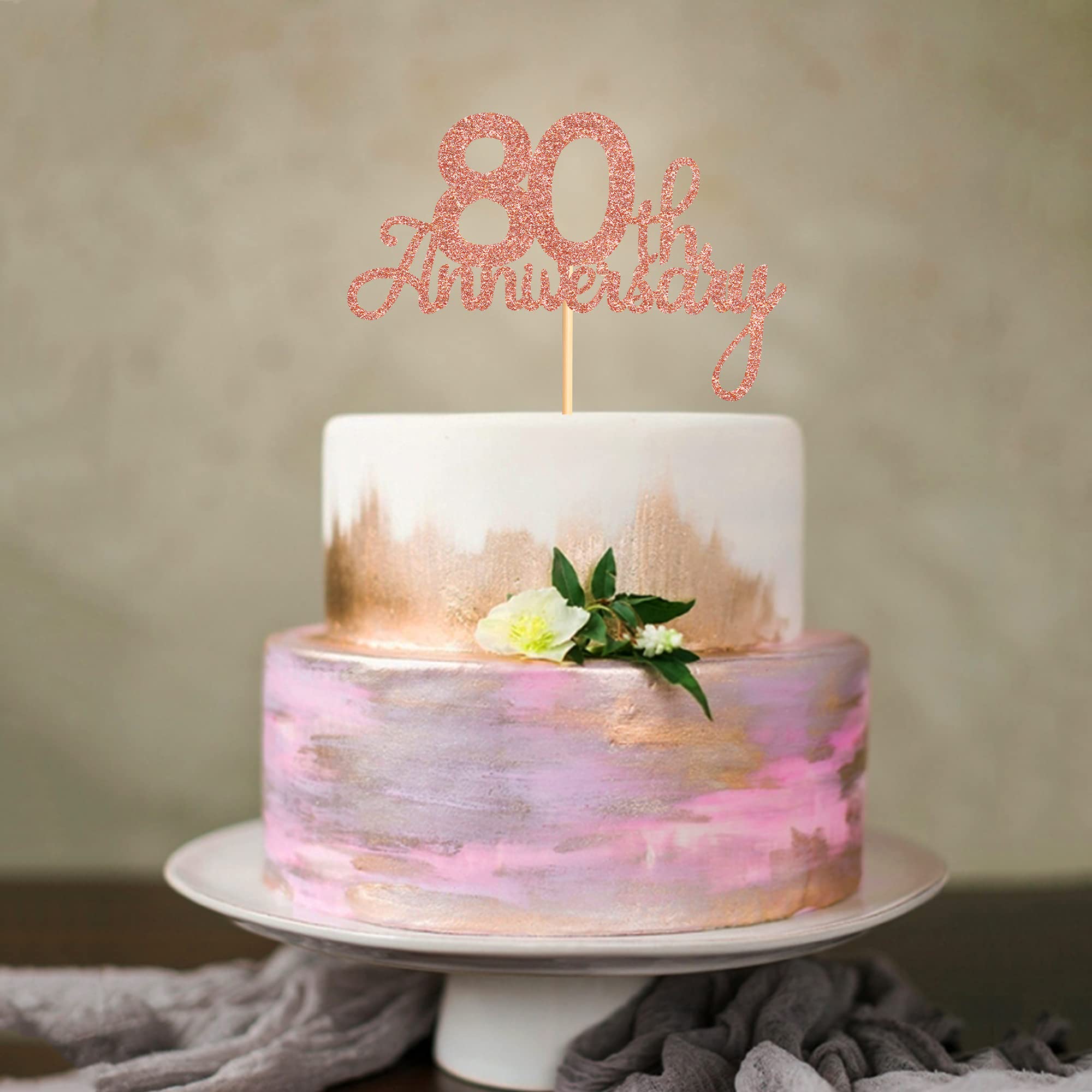 Ercadio 80th Birthday Cake Topper - Rose Gold Cheers to 80 Years Cake Decorations for Anniversary Party Supplies | Perfect for 80th Birthday Celebrations, Wedding Anniversaries & Milestone Parties