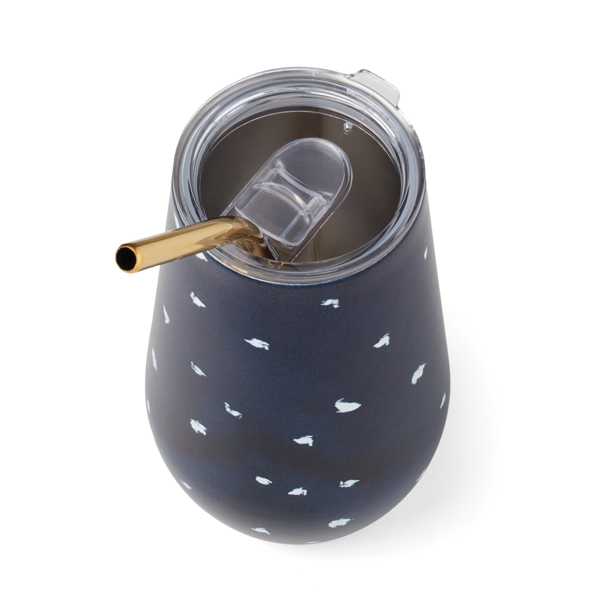 Premium Blue Bay Dot Stainless Steel Wine Tumbler with Lid & Reusable Straw - Insulated 20oz Stainless Steel Cup for Wine, Cocktails, Iced Coffee - Perfect for Parties, Picnics, Beach & Outdoor Activities