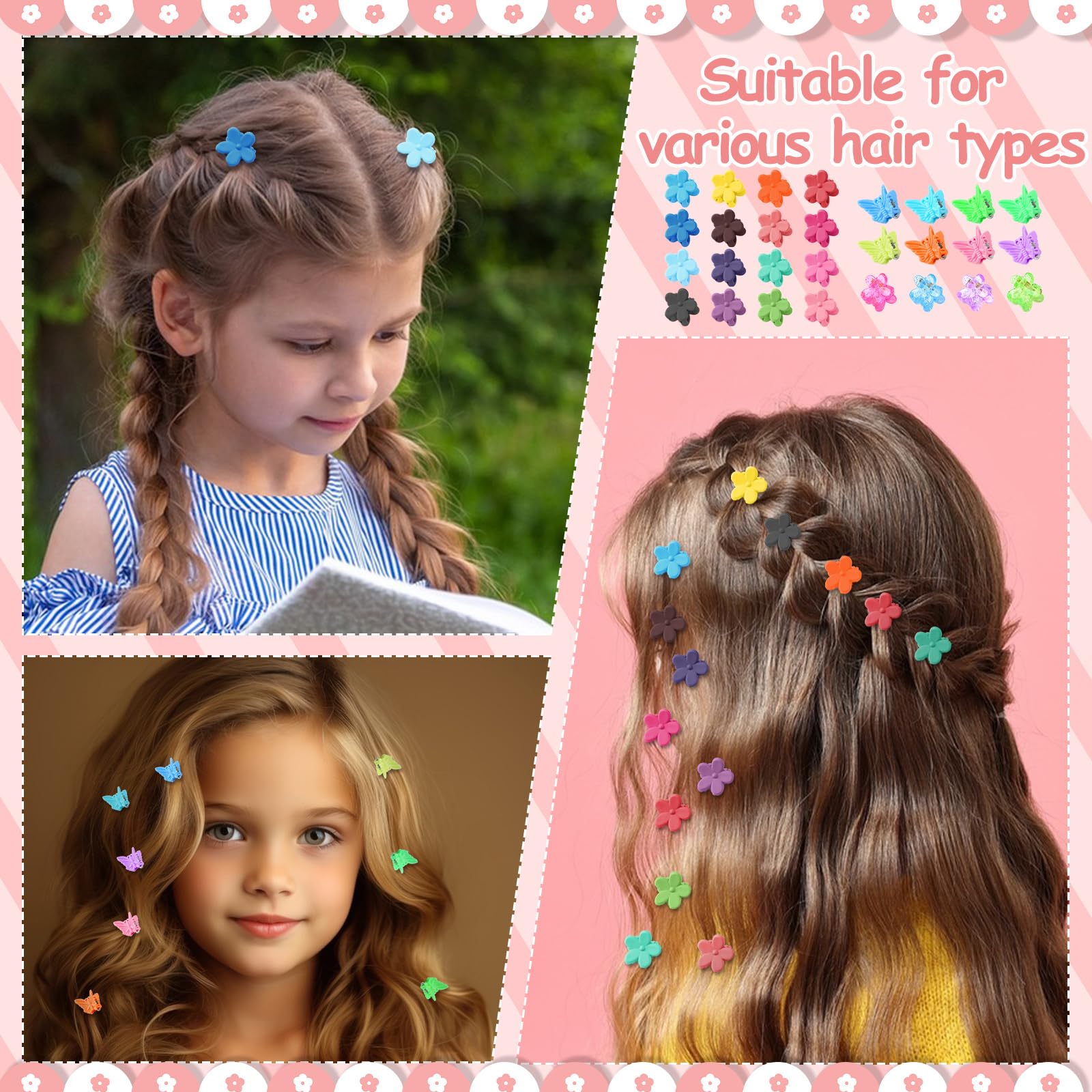 112 Pcs Baby Hair Clips Set - 28 Color Mini Flower & Butterfly Hair Accessories for Girls & Toddlers - Small Claw Clips with Organizer Box - Cute Hair Bows for Daily Use, Parties & Photo Shoots