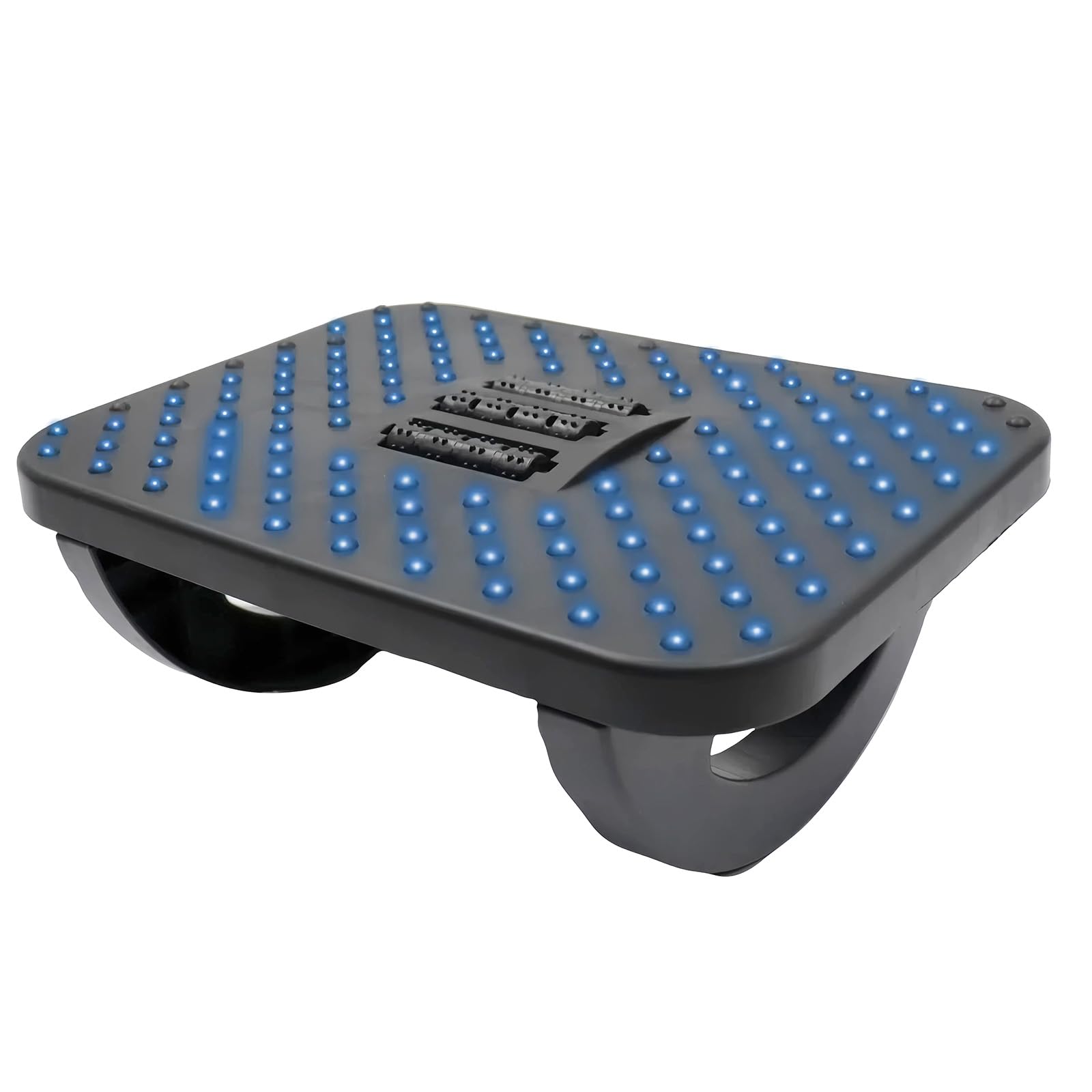 Ergonomic Adjustable Height Foot Rest for Under Desk - Office Foot Stool with Large Roller Massage - Black (Perfect for Work, Home Office & Gaming Setup)