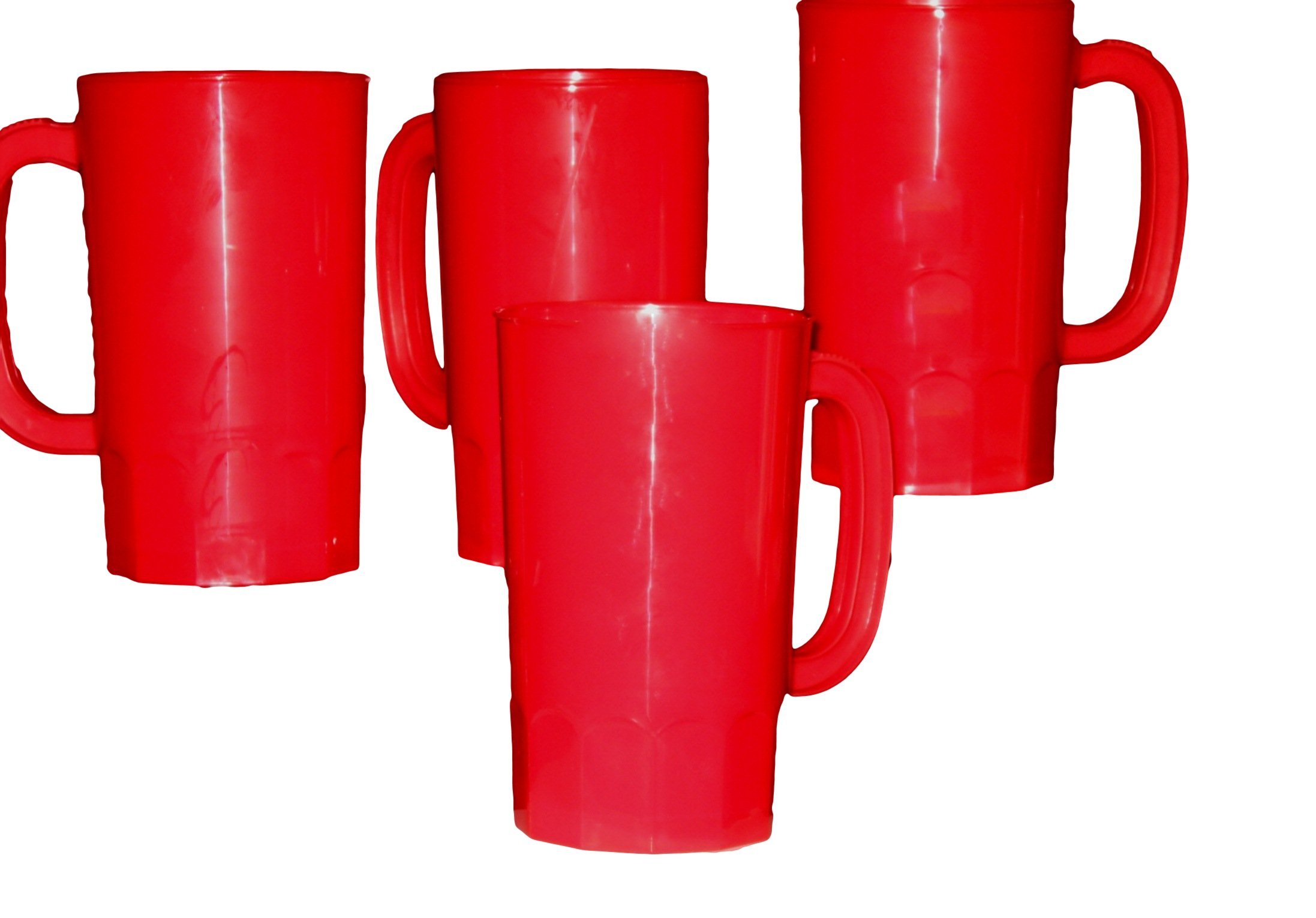 32oz Large Plastic Beer Mugs Set of 8 - Red Color for Parties, Tailgating & Outdoor Events - Durable Unbreakable Drinking Cups for Beer, Cocktails & Beverages