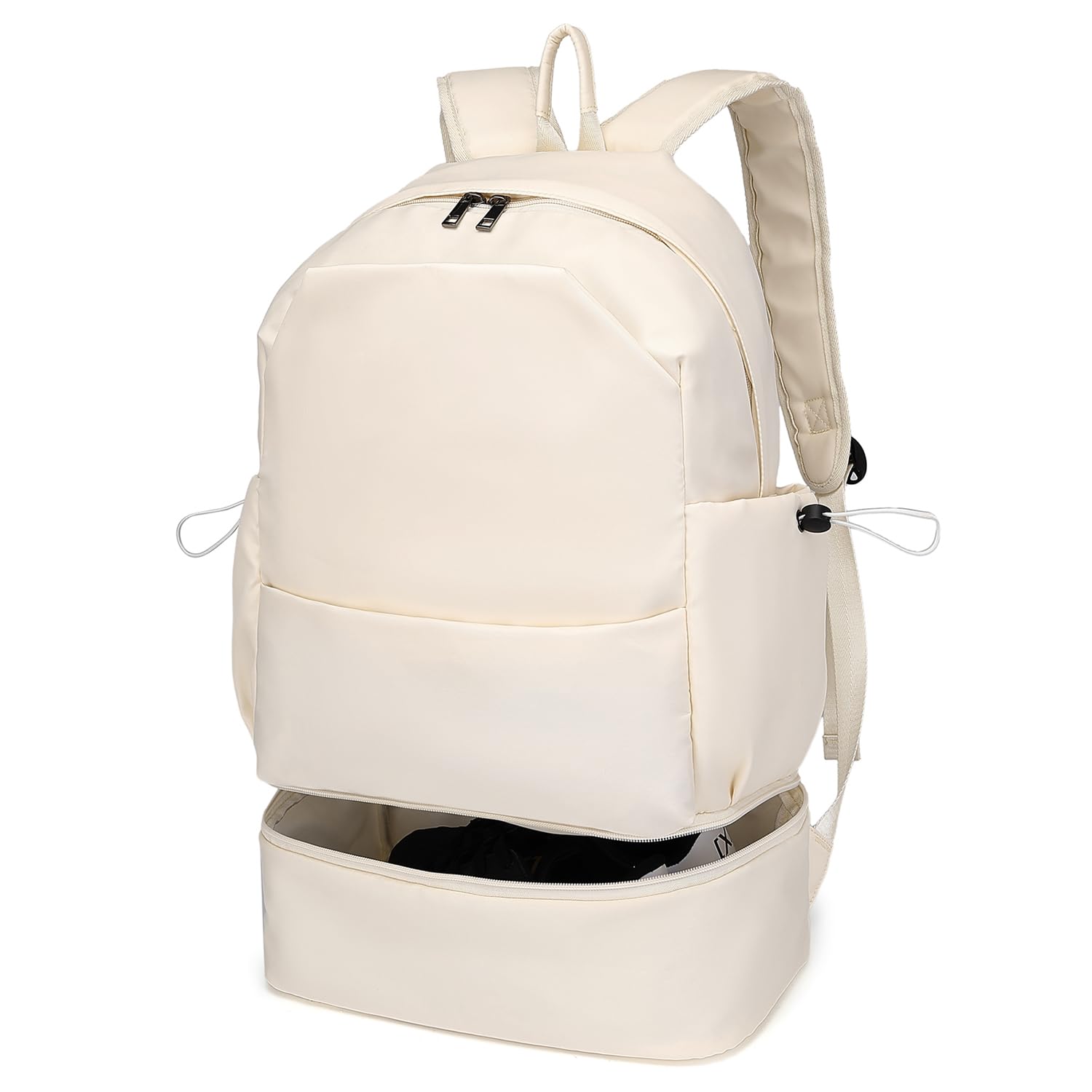 seyfocnia Women's Waterproof Gym Backpack with Shoe Compartment - Lightweight Sports Backpack for Travel, Workout & Daily Use - Casual Daypack for Women (Beige)