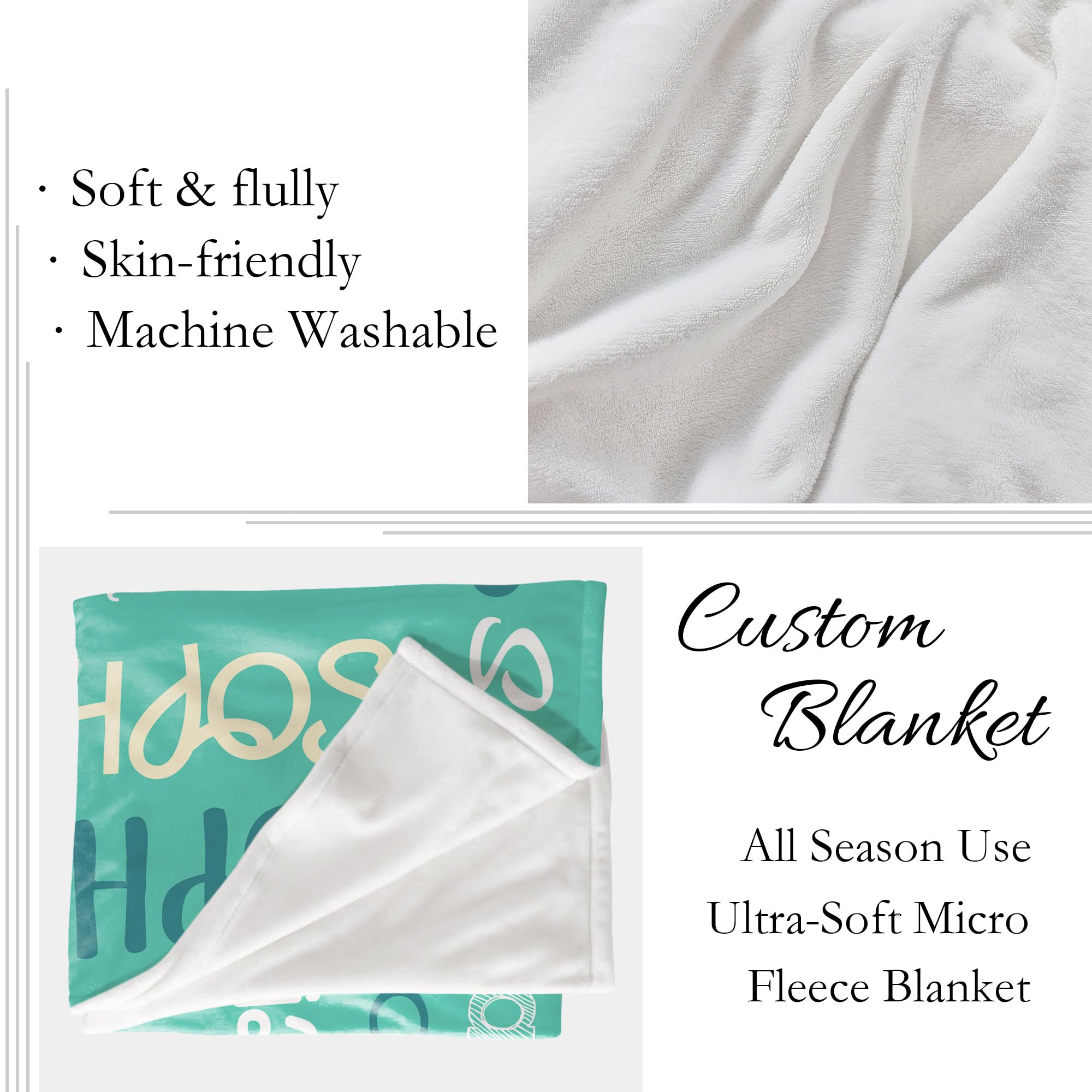 Personalized Baby Blanket with Name - Customized Soft Throw Blanket for Newborns, Girls & Boys - Perfect Gift for Birthday, Christmas & Baby Showers - Ideal for Nursery, Stroller & Cuddling