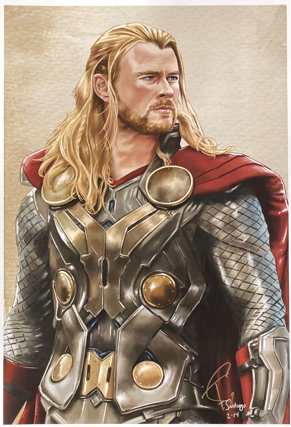 Chris Hemsworth 13x19 Thor Autographed Lithograph - Signed by Artist Tony Santiago | Marvel Collectible, Superhero Wall Art for Home Theater & Man Cave Decor