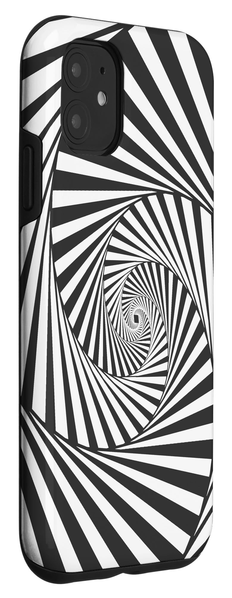 iPhone 11 Case - Optical Illusion Spiral Design in Black & White | Hypnotic Protective Cover for Daily Use, Travel & Photography