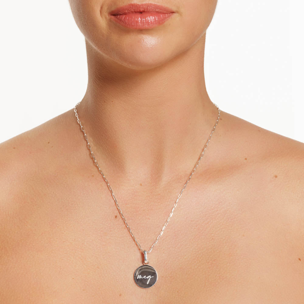 Personalized Silver Maxi Engravable Disc Pendant - Custom Name Necklace for Women, Gift for Mom, Wife, Girlfriend - Perfect for Anniversaries, Birthdays & Special Occasions