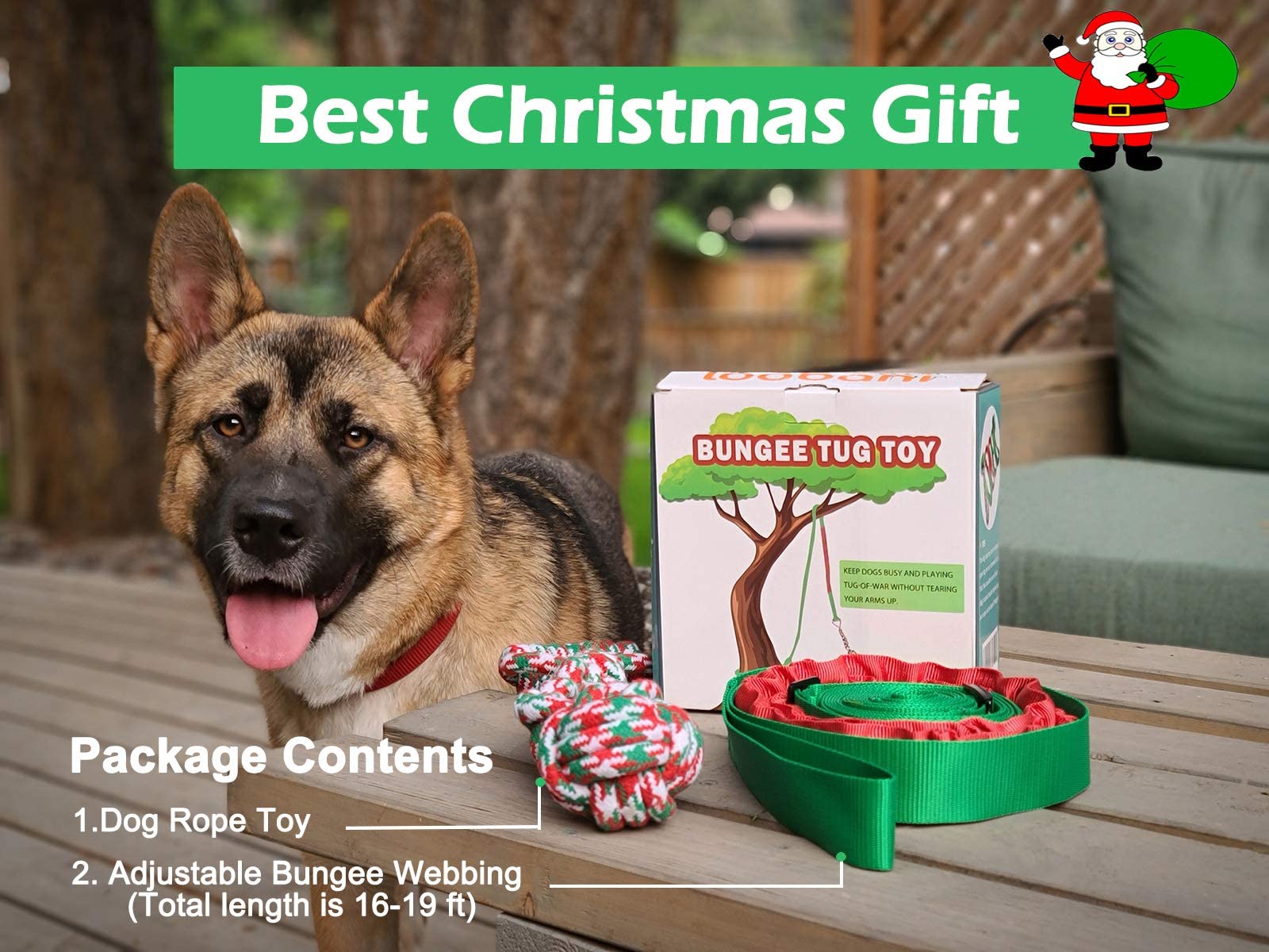 LOOBANI Durable Outdoor Bungee Tug Toy for Dogs - Interactive Chew Rope & Exercise Play Cord for Small to Large Breeds - Perfect for Backyard Play, Training, and Hanging from Trees