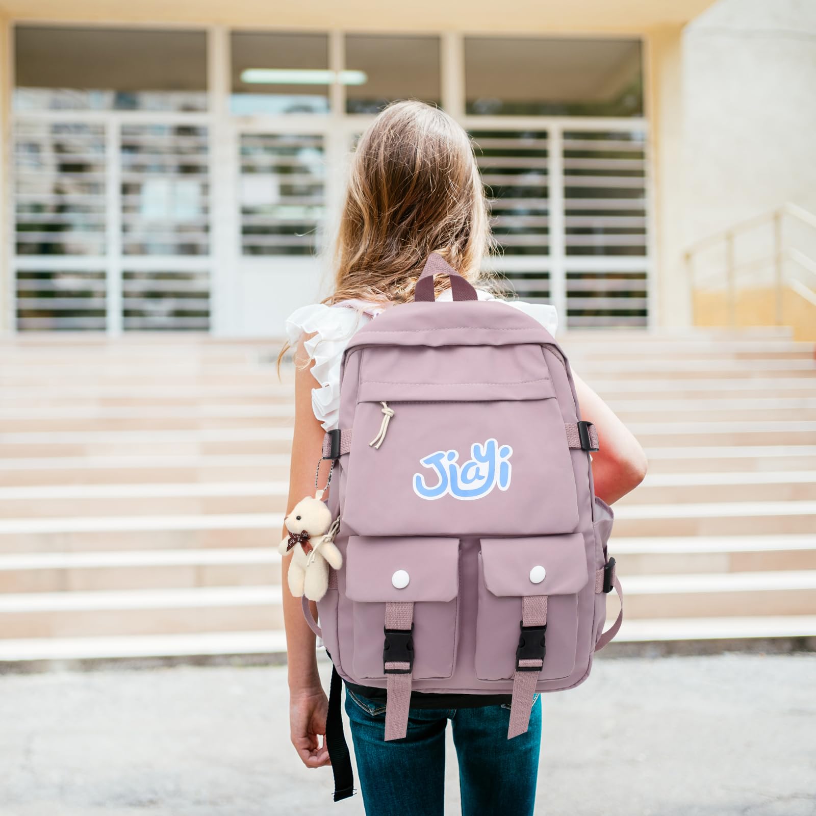 Cute Aesthetic Backpack for Girls - Kawaii School Backpack with Pins & Accessories, Stylish Travel Rucksack for Teen Girls | Perfect for School, College & Everyday Use