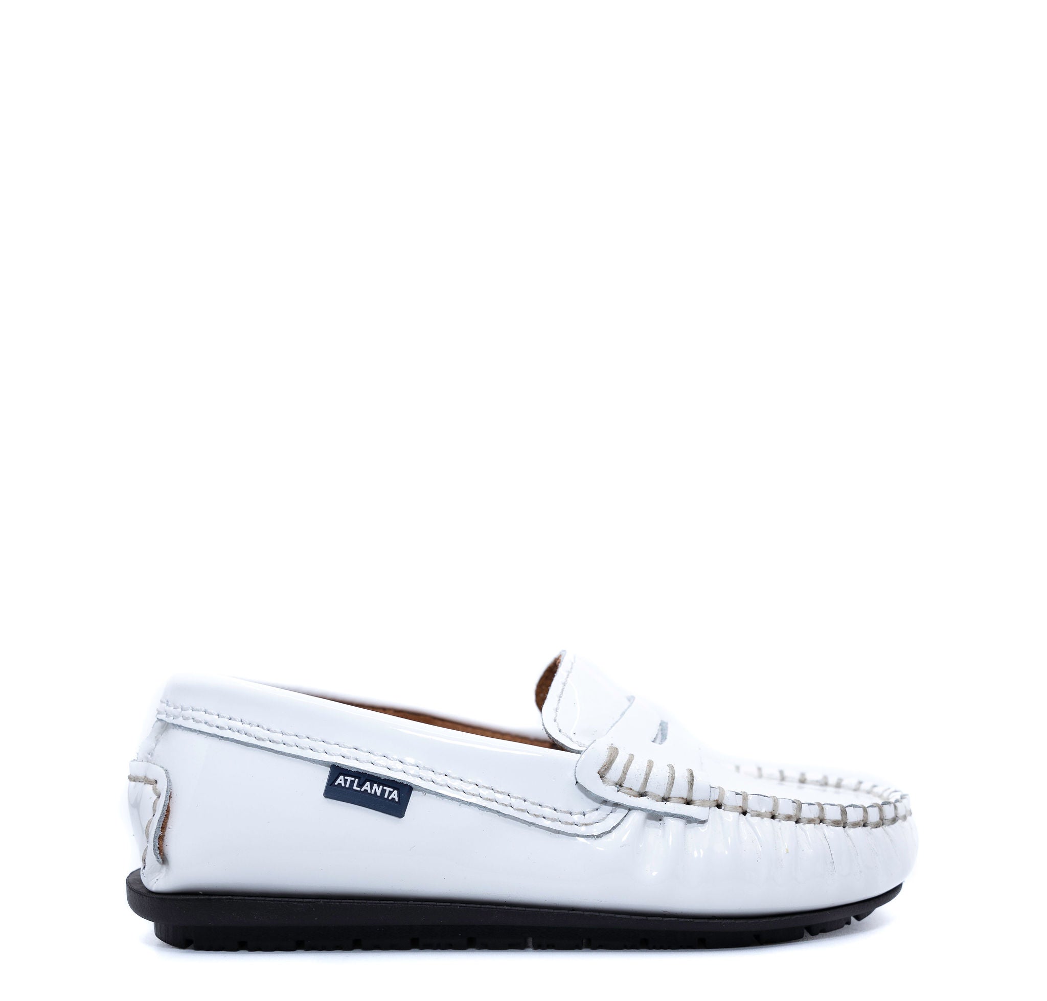 Men's Atlanta White Patent Leather Penny Loafers - Classic Moccasin Style for Business Casual & Office Wear