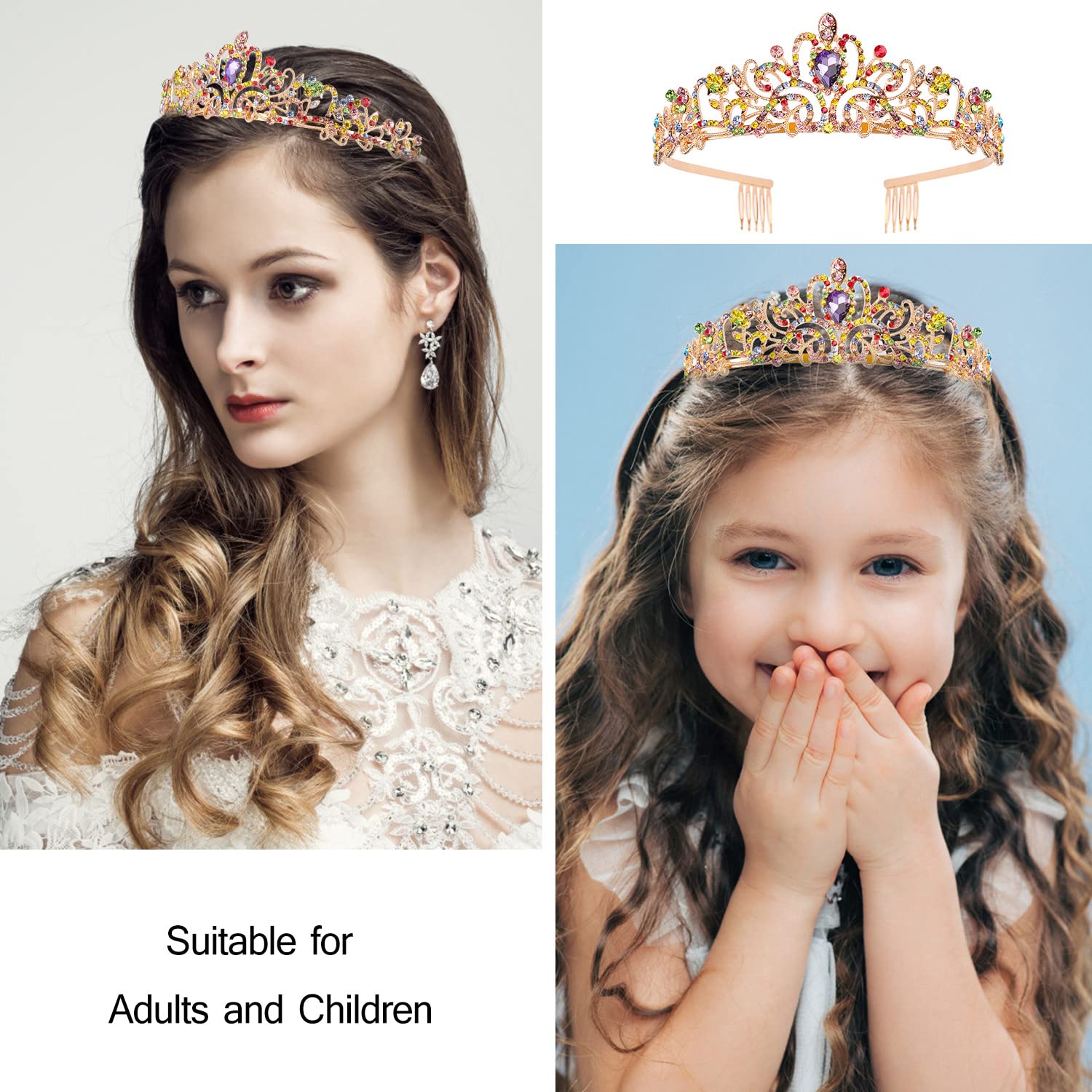 VELSCRUN Birthday Crown & Sash Set - Glitter Party Tiara & Satin Ribbon for Women's Birthday Decorations - Perfect for Birthday Parties, Bachelorette, Bridal Showers & Special Celebrations
