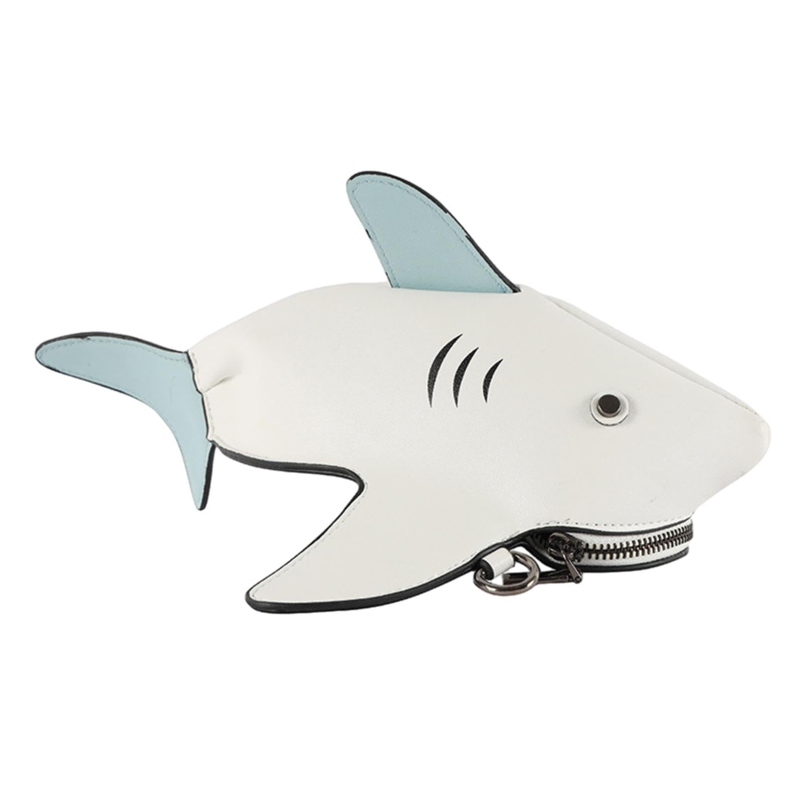 MYADDICTION Scary Shark PU Leather Handbag - Cute Animal Crossbody Bag for Women, Fashion Beach Travel Purse (White) - Perfect for Beach Outings, Travel & Casual Daily Use
