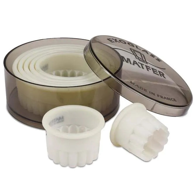 Exoglass Fluted Round Cutter Set - 9 Piece Professional Baking Tools for Perfect Pie Crusts, Tart Edges & Decorative Pastries | Ideal for Home Bakers & Professional Chefs