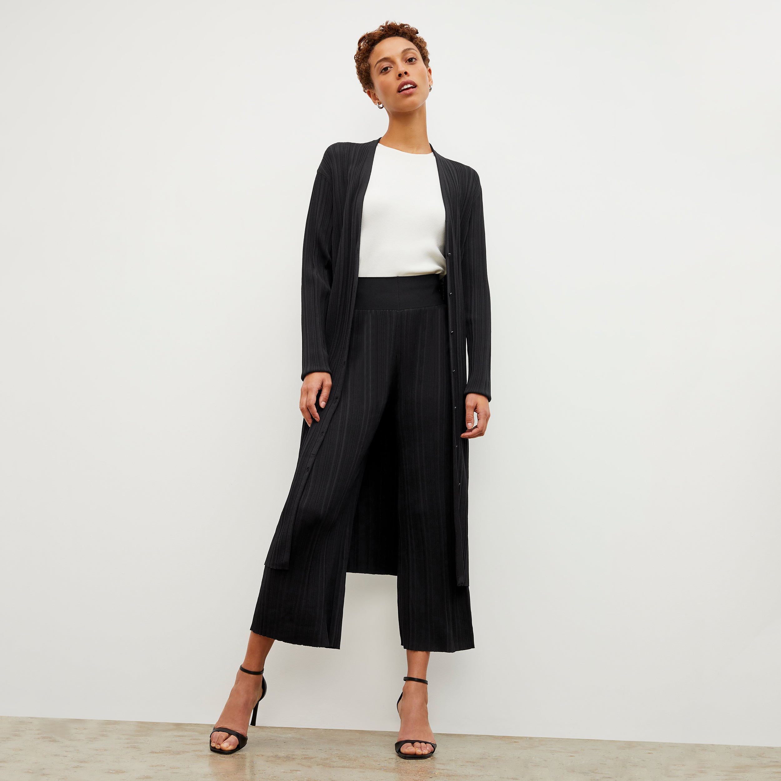 Marijane Pant Textured Knit Women's High Waisted Pants - Black | Comfortable Stretchy Lounge Pants for Yoga, Travel & Casual Wear