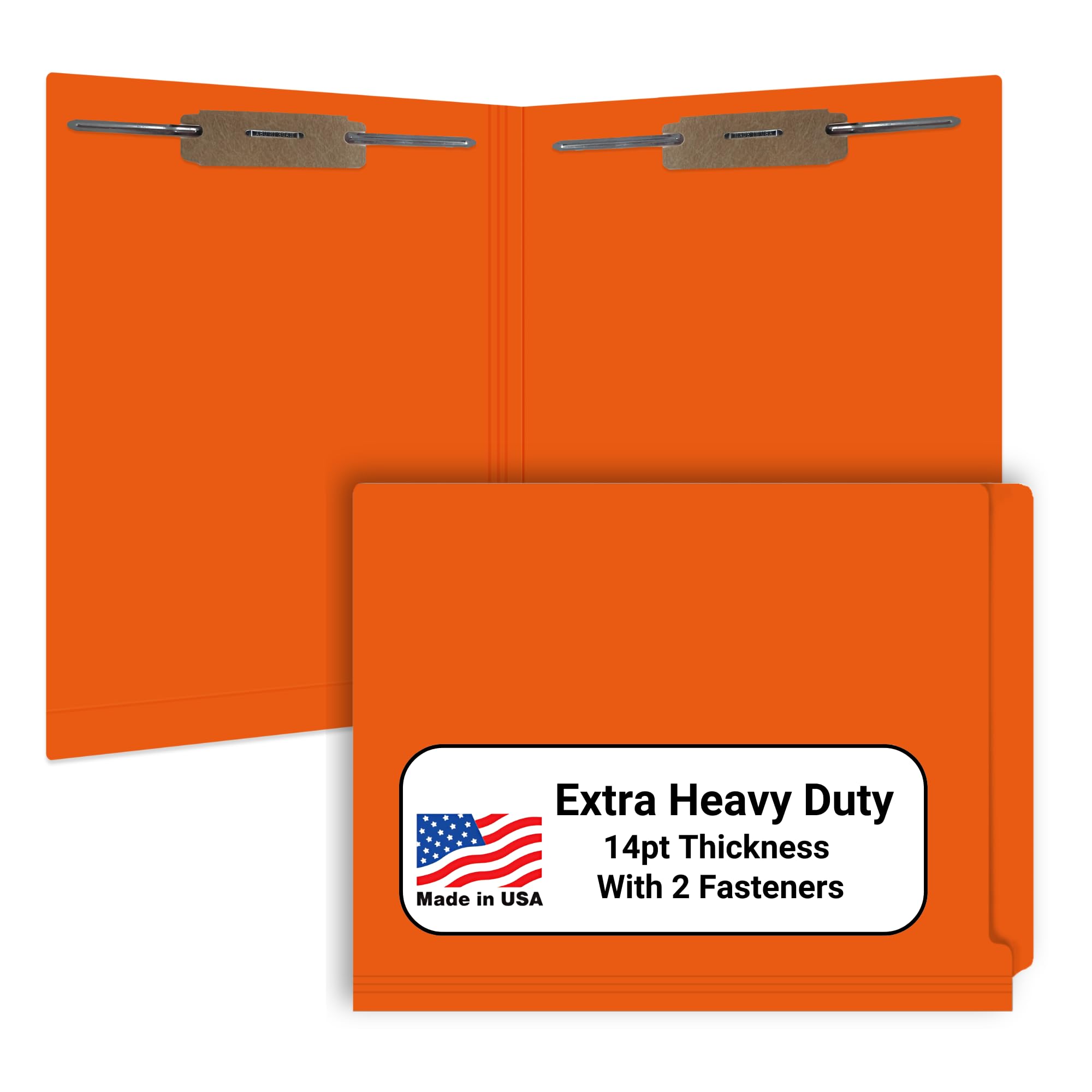 250-Count Orange Letter Size File Folders - 14pt Reinforced End Tab with 2