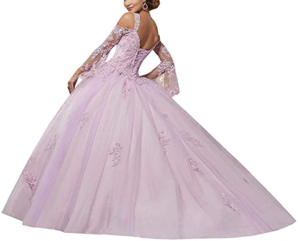 Elegant Light Blue Quinceanera Ball Gown Dress with Spaghetti Straps & Lace Applique - Women's Formal Prom, Wedding, Sweet 16 Party Dress