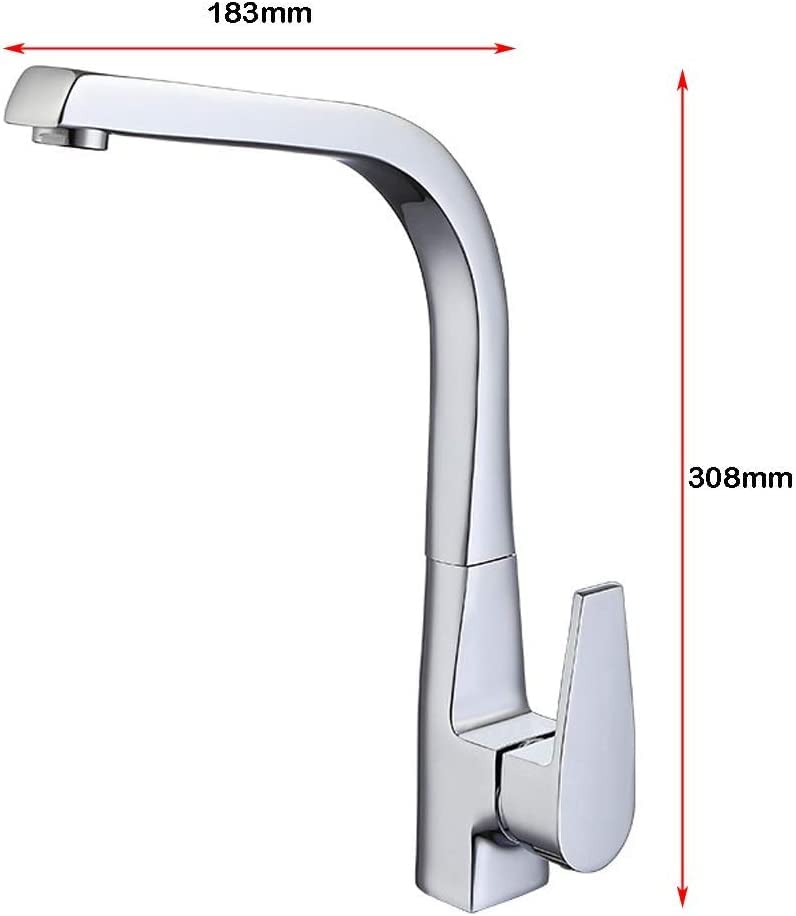 Premium Stainless Steel Kitchen Sink Faucet - Modern Waterfall Single Hole Mixer Tap with 360° Swivel, Solid Brass Construction & Chrome Finish - Ideal for Contemporary Kitchens, Restaurants, and Home Renovation Projects