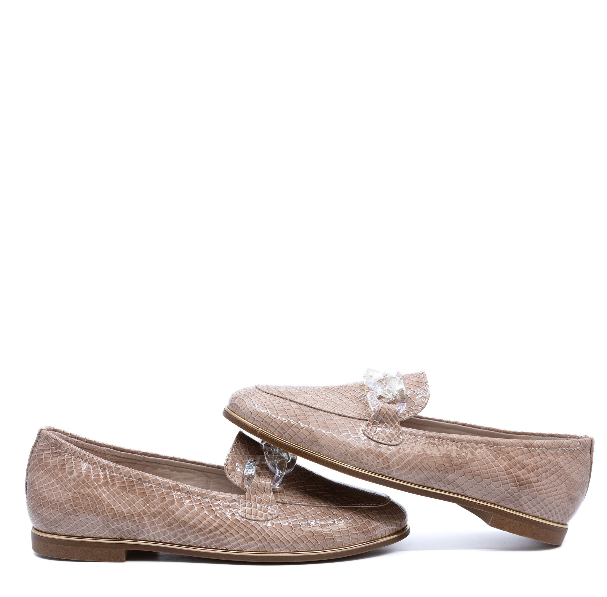 Beberlis Snake Patent Chain Loafers for Women - Stylish Slip-On Shoes with Metallic Accents | Perfect for Office, Casual Outfits & Date Nights