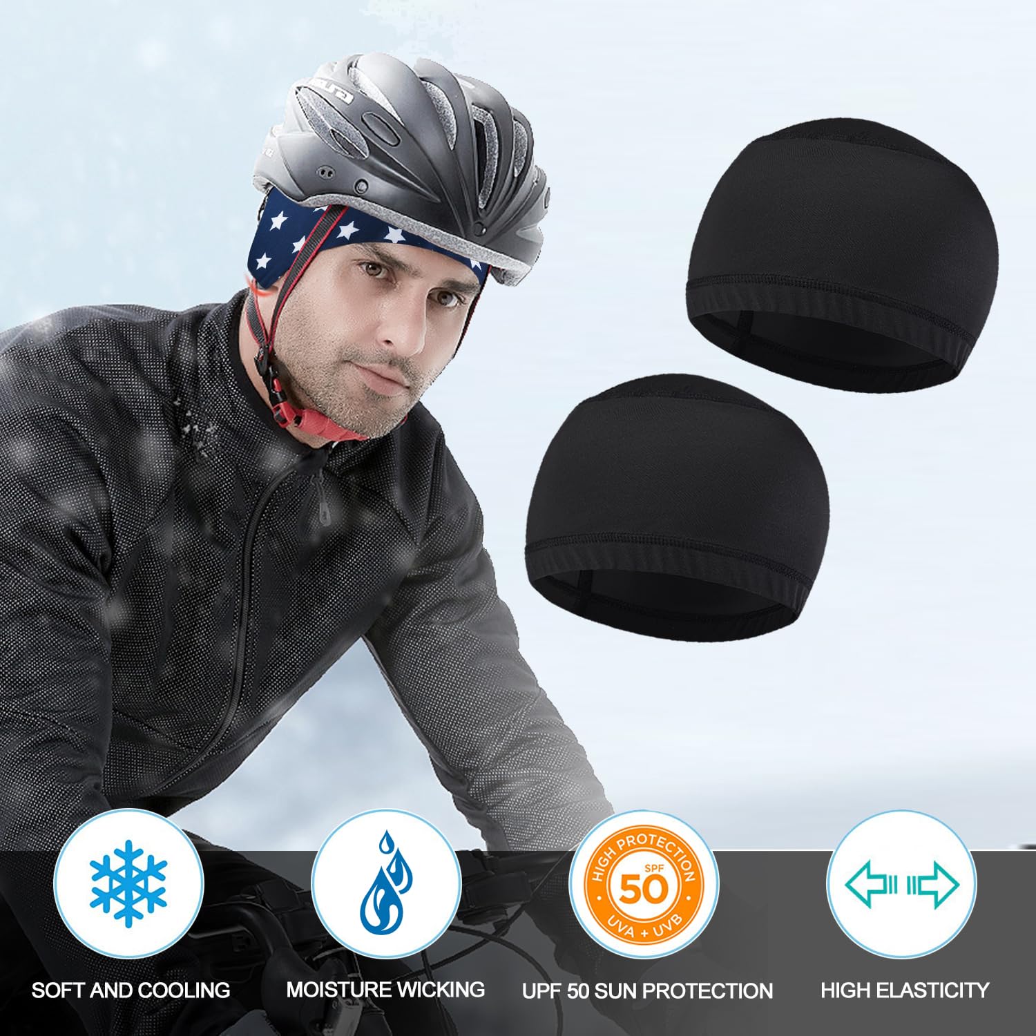 Skull Cap Helmet Liner - Sweat Wicking Beanie for Hard Hats, Running, Cycling & Football - Breathable Head Wrap for Men & Women - Perfect for Construction, Sports & Outdoor Activities
