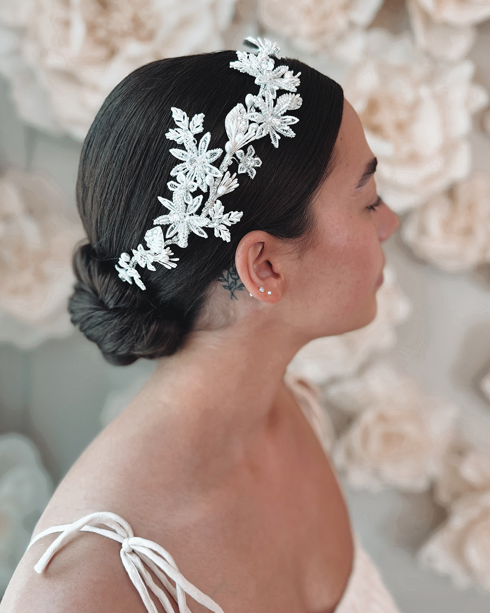 Delphine Headpiece - Elegant Floral Hair Accessory for Weddings, Parties & Special Events | Boho Bridal Hair Vine with Pearls & Crystals