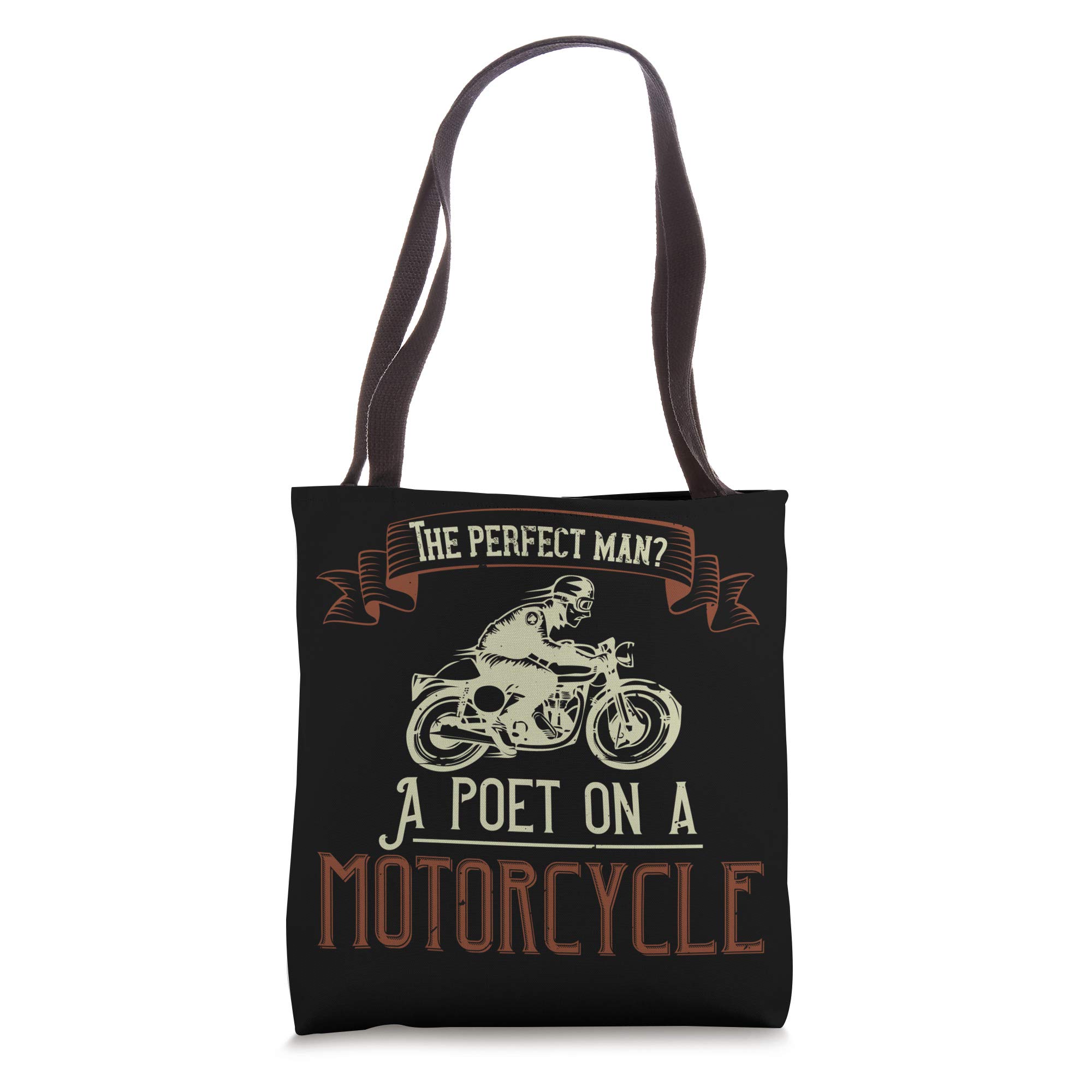 The Perfect Man? A Poet on a Motorcycle Tote Bag - Stylish Canvas Shoulder Bag for Book Lovers & Bikers - Ideal for Shopping, Travel & Everyday Use