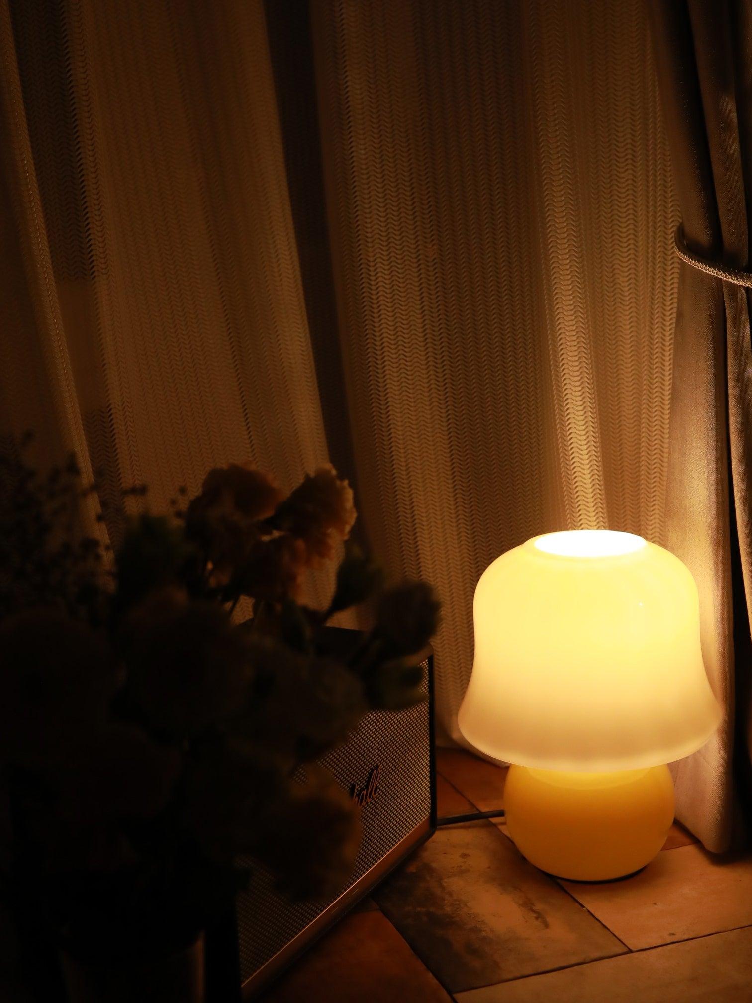 Creamy Mushroom Table Lamp - Soft Glow Night Light for Bedroom, Nursery, Living Room - Modern Decorative Lighting for Cozy Ambiance