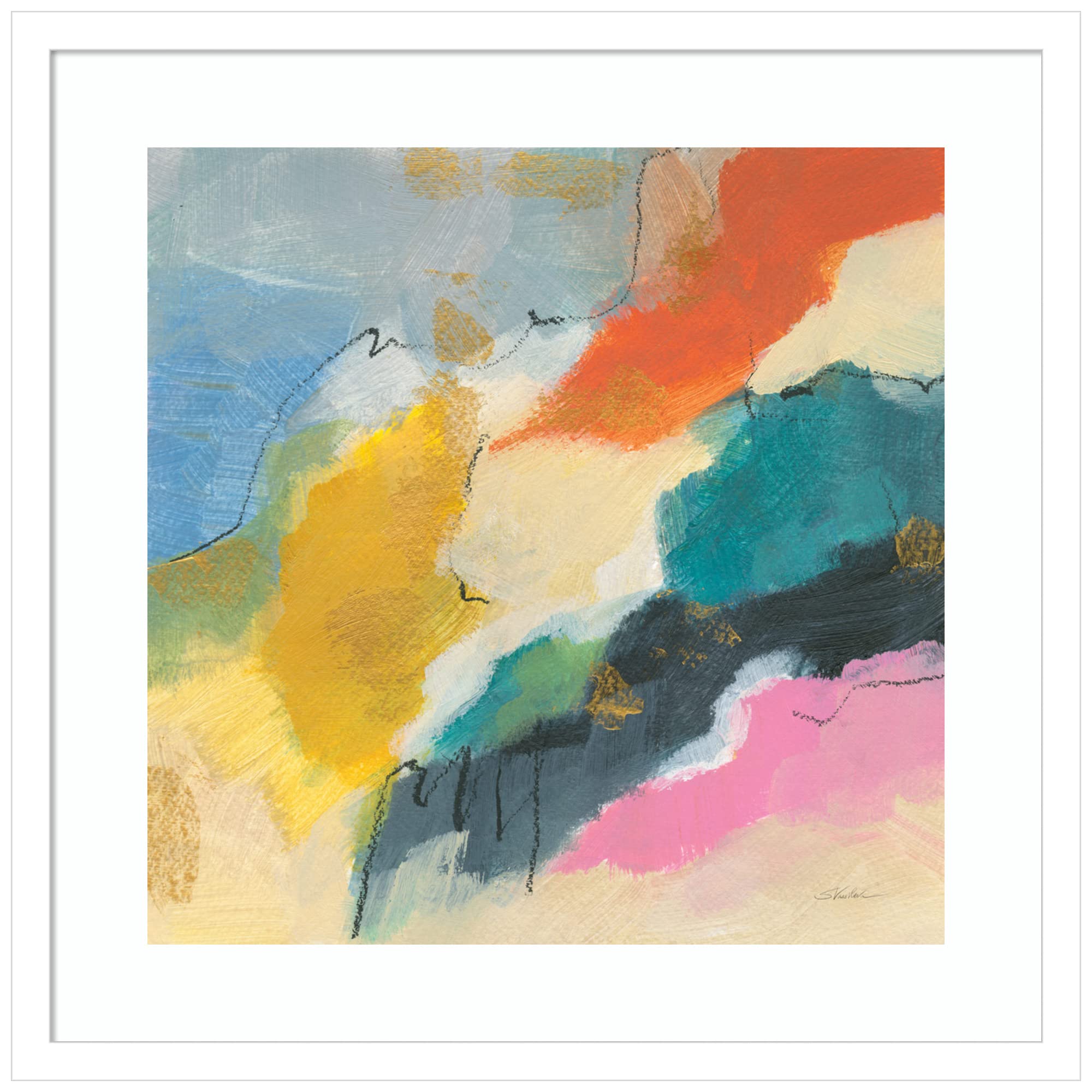 Amanti Art Framed Wall Abstract Painting - 21x21 Inch Daydream III by Silvia Vassileva, Modern Contemporary Wall Decor for Living Room, Bedroom, Bathroom & Kitchen | Perfect for Home, Office & Gift Giving